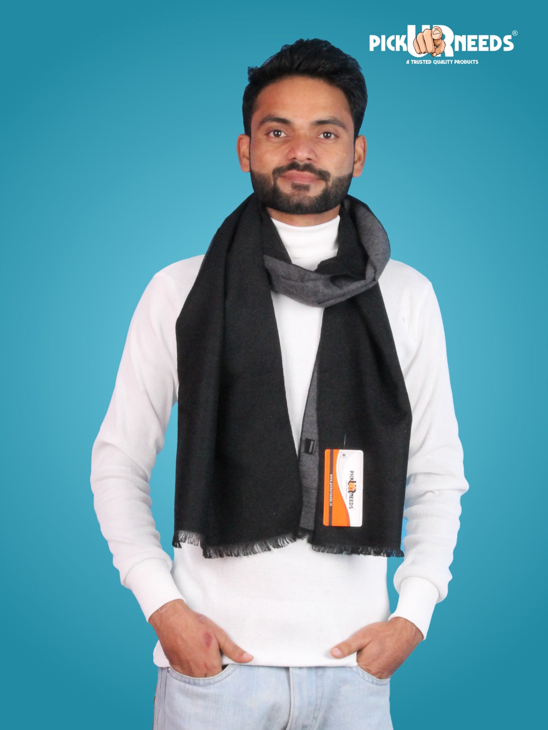 Pick Ur Needs Reversible Winter Muffler for Men Dual-Color Soft Woolen Scarf Warm, Stylish & Lightweight Muffler for Casual, Office & Outdoor Wear