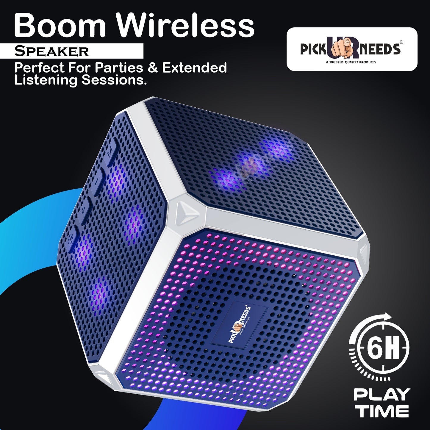 Pick Ur Needs Wireless Speaker Dice Desgin With RGB Party Light USB / TF Card / FM Support TWS 10 W Bluetooth Speaker (Black, 5.0 Channel)
