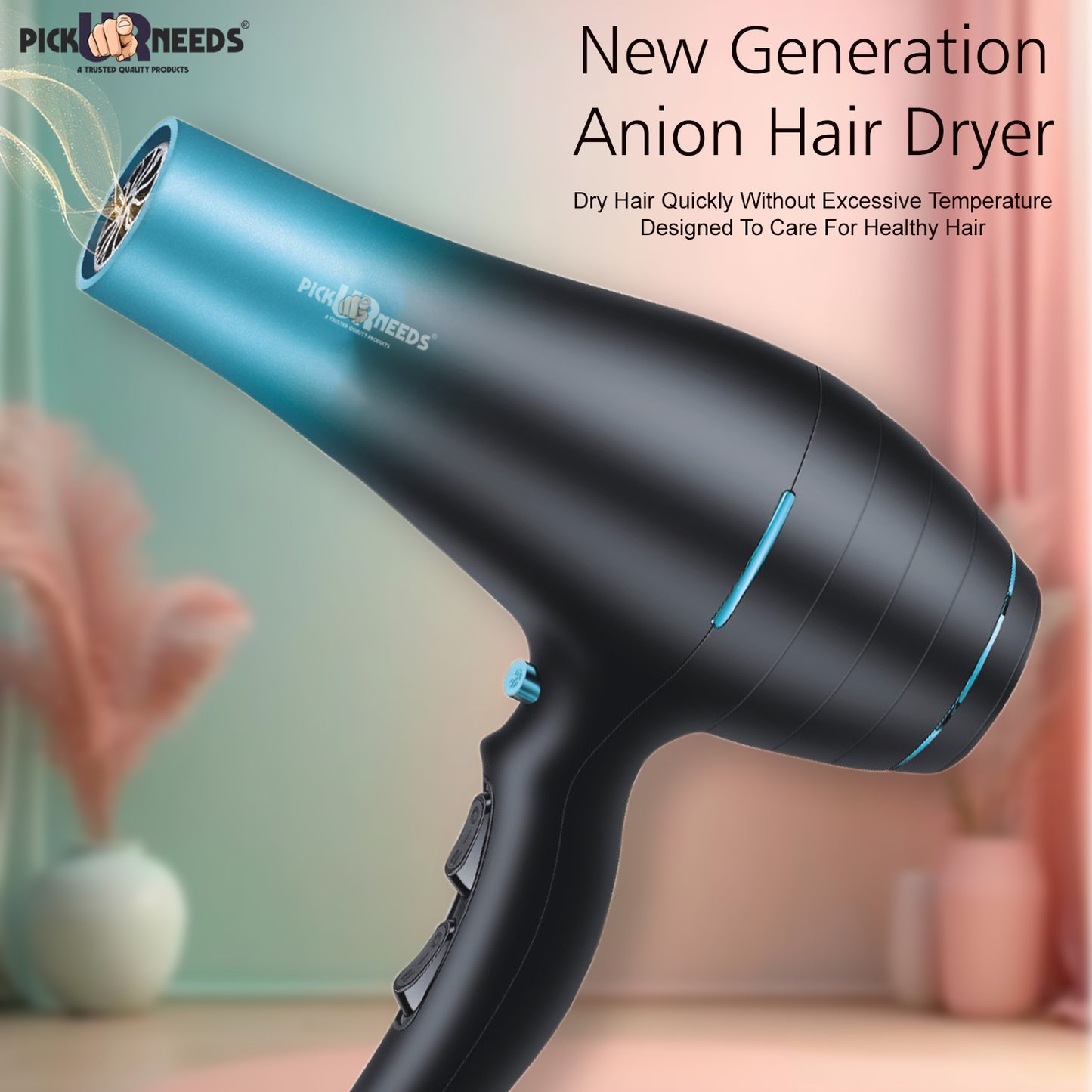 Pick Ur Needs 5000 Watt Professional Hair Dryer For Men / Women With 3 Tempreature + 2 Speed Hair Dryer (5000 W, Black)