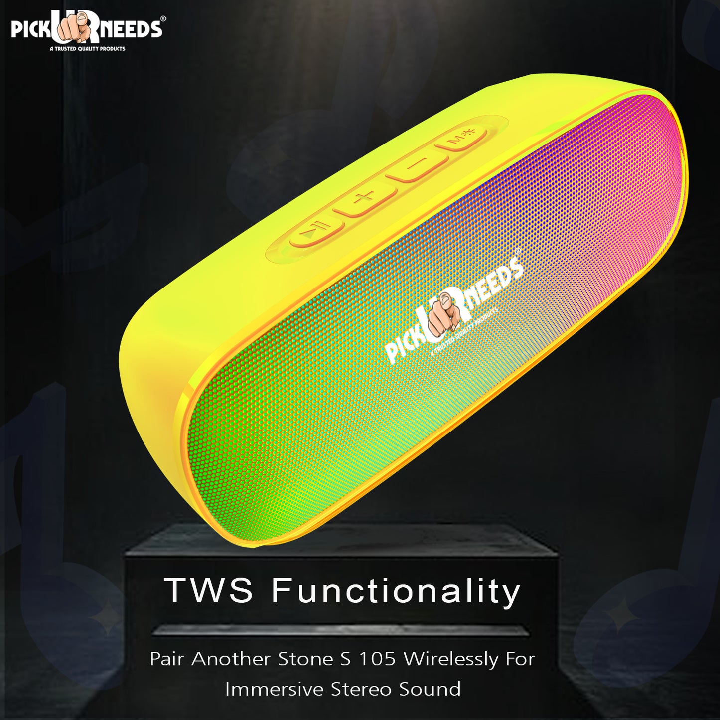 Pick Ur Needs High Quality Sound Wireless Speaker With RGB Light AUX / TF Card / USB Supported 12 W Bluetooth Speaker (Black, 5.0 Channel)
