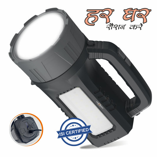 Pick Ur Needs Super Bright Zoomable 150W Long Range Rechargeable Search Laser Blinker Side COB Torch  (Grey, 11 cm, Rechargeable)