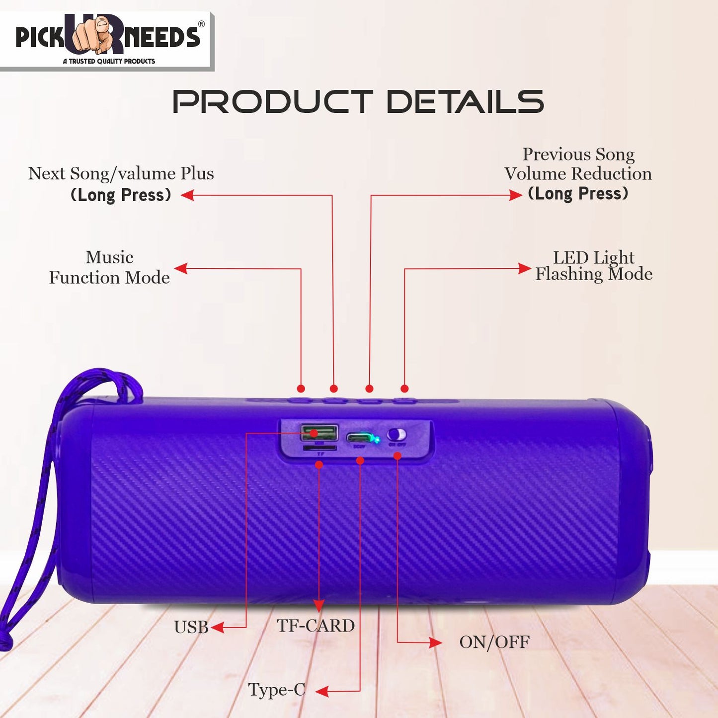 Pick Ur Needs Rechargable Portable Wireless 10W Bluetooth Speaker with 2 Soundbar &USB Support 10 W Bluetooth Soundbar (Black, 5.2.4 Channel)
