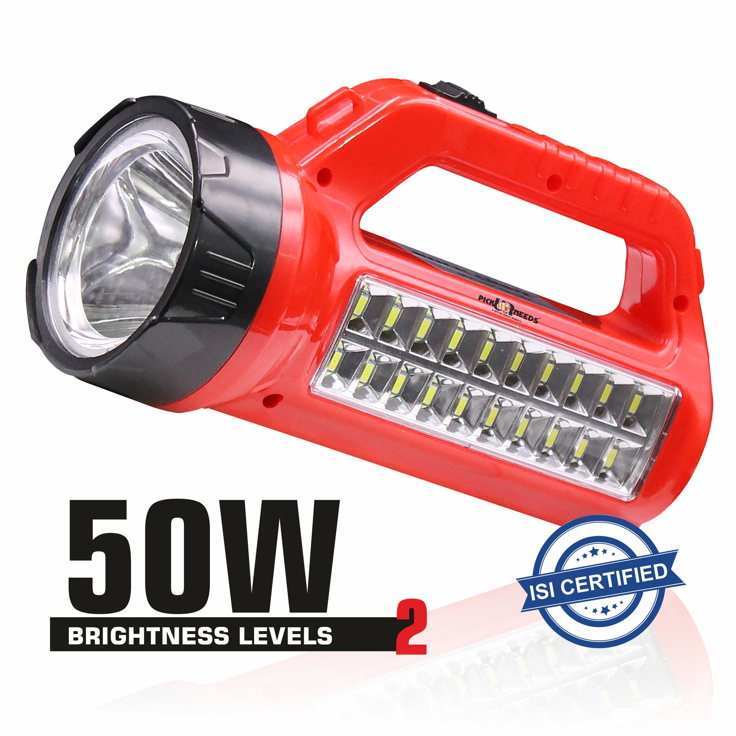 Pick Ur Needs Rechargeable 50W Torch Light With Laser + 20 SMD Bright LED Support Solar Charge 5 hrs Torch Emergency Light (Multicolor)