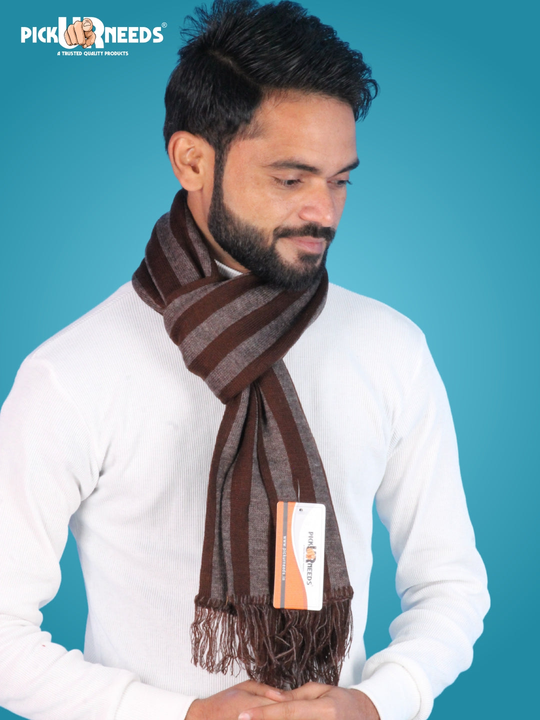 Pick Ur Needs Premium Soft Winter Muffler for Men Stylish Striped Woolen Scarf Warm & Comfortable
