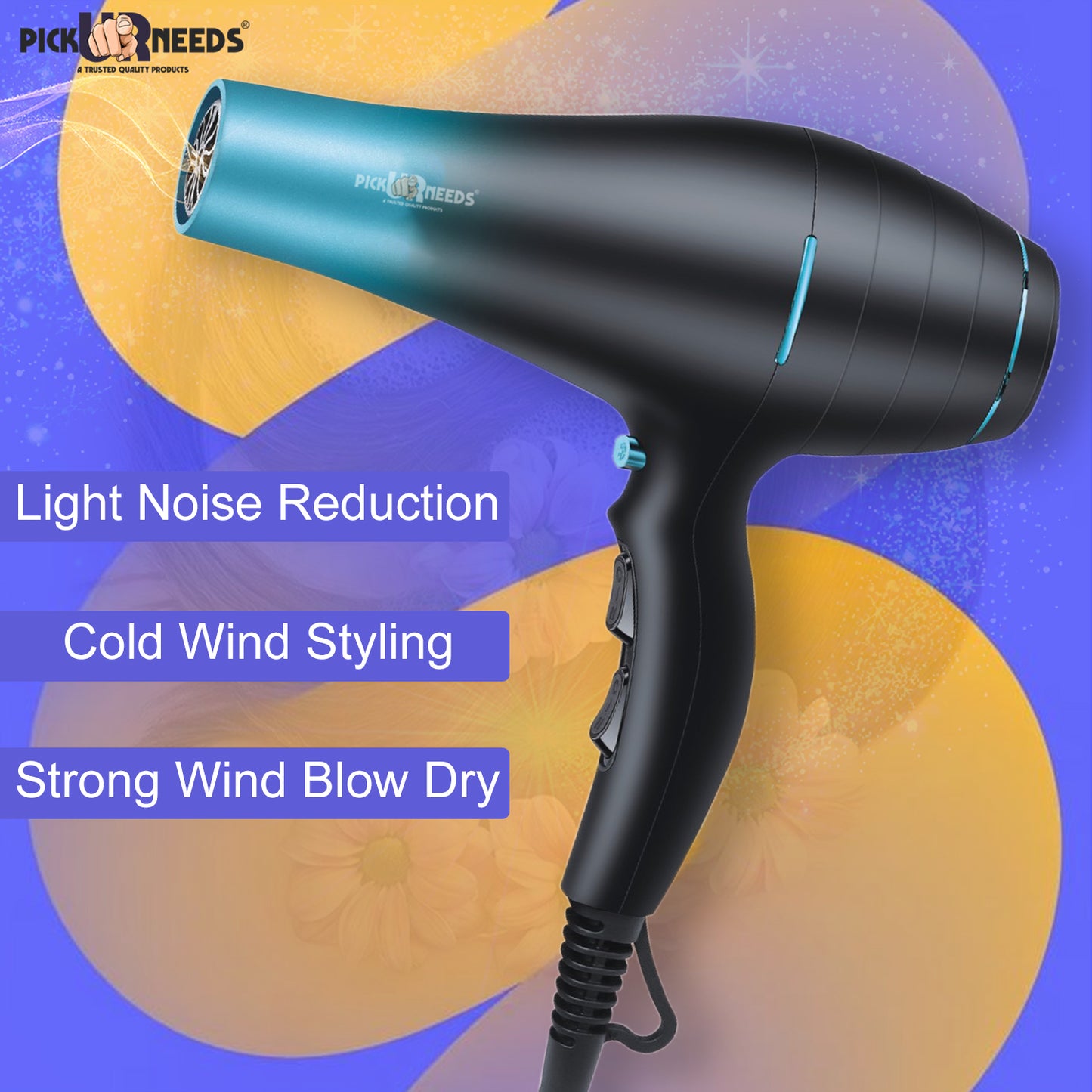 Pick Ur Needs 5000 Watt Professional Hair Dryer For Men / Women With 3 Tempreature + 2 Speed Hair Dryer (5000 W, Black)