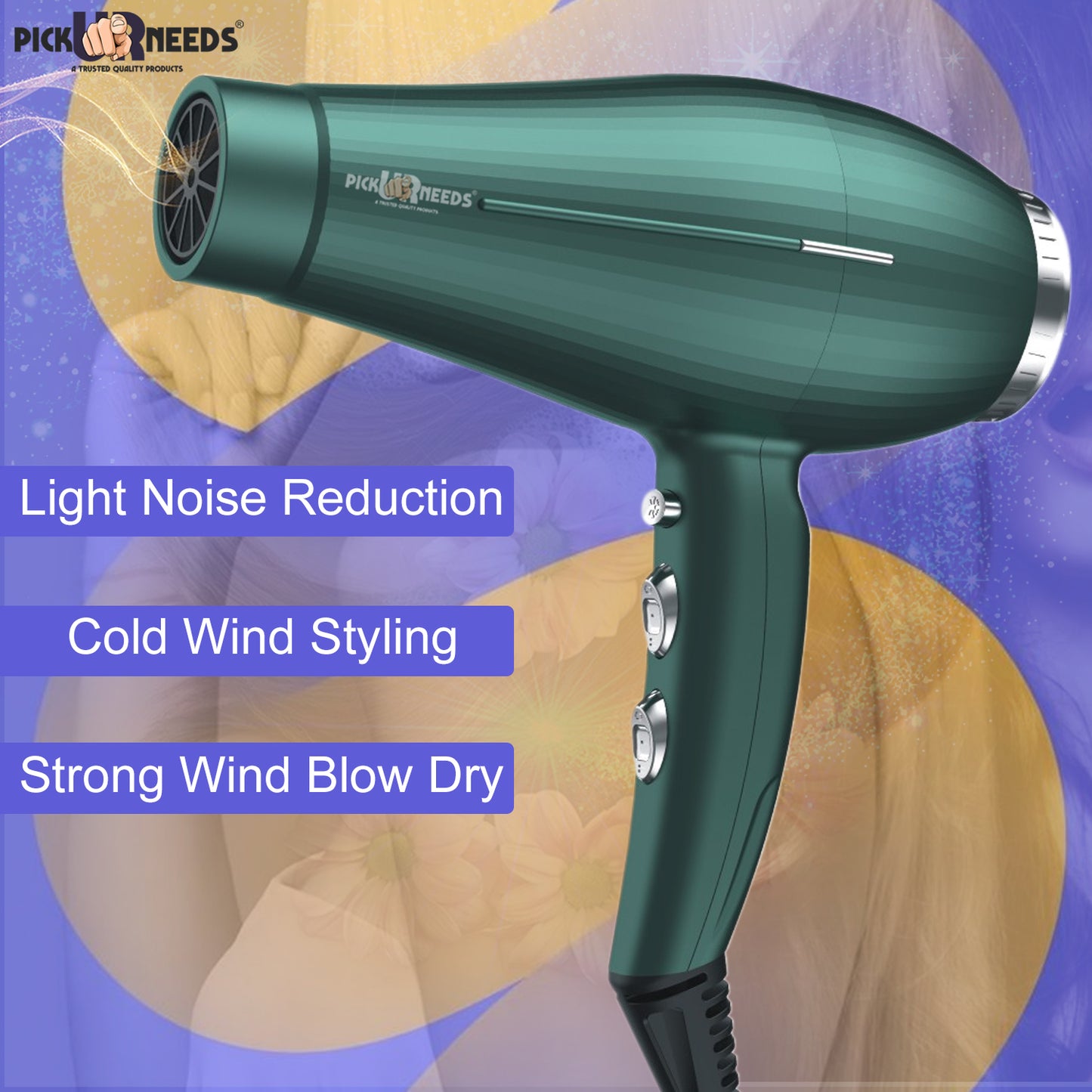 Pick Ur Needs 5000 Watt Professional Hair Dryer With Powerfull Motor 3 Temperature / 2 Speed Hair Dryer (5000 W, Green)