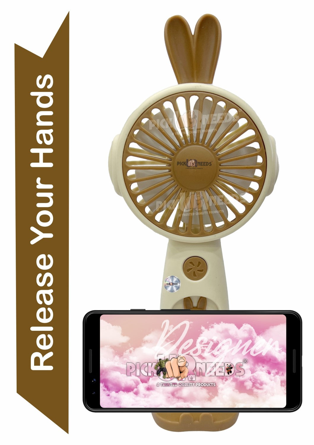 Pick Ur Needs Camping Adventure Mini Hand Fan USB Charging Support Mini Toy Fan /Mini Hand Fan Mini Fan Portable Design Rechargeable Battery Fan For Outdoor Rechargeable Fan (Brown)