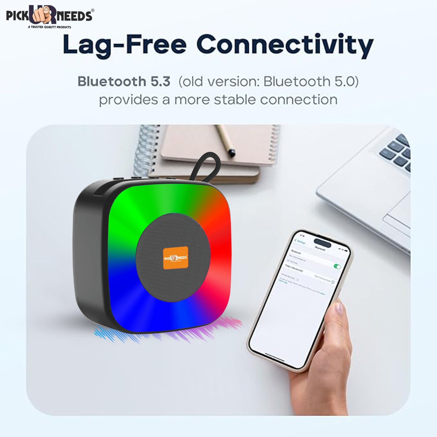 Pick Ur Needs Rechargable Portable Wireless 6.5W Bluetooth Speaker USB&TF Support , 4Hoursplay with Google Assistant Smart Speaker (Black)