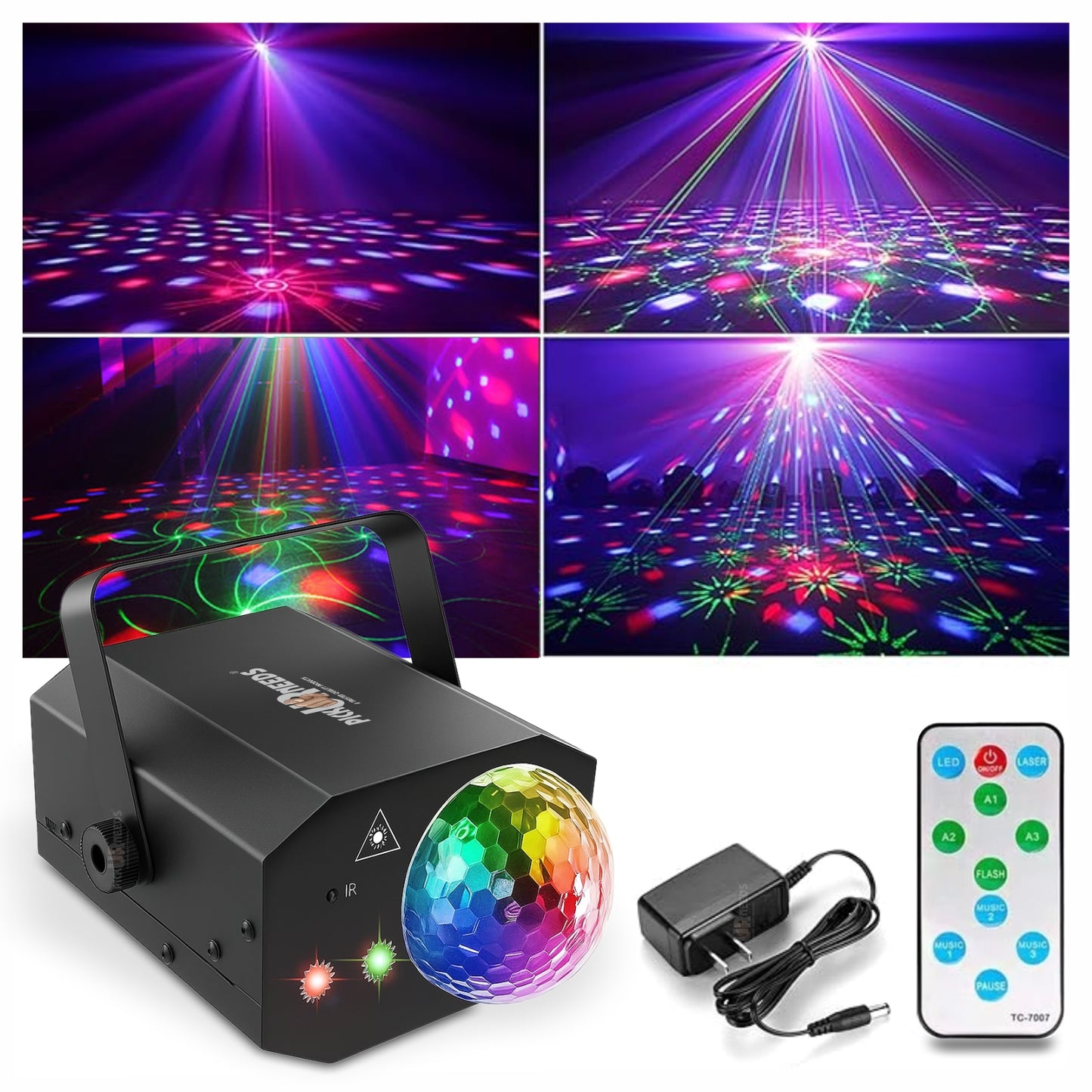 Pick Ur Needs LED Party Light with Remote β Sound Activated DJ Disco Ball Light, Strobe Laser Light Projector for Home Party, Club, Wedding, Birthday, Christmas, Stage Lighting β RGB Effects