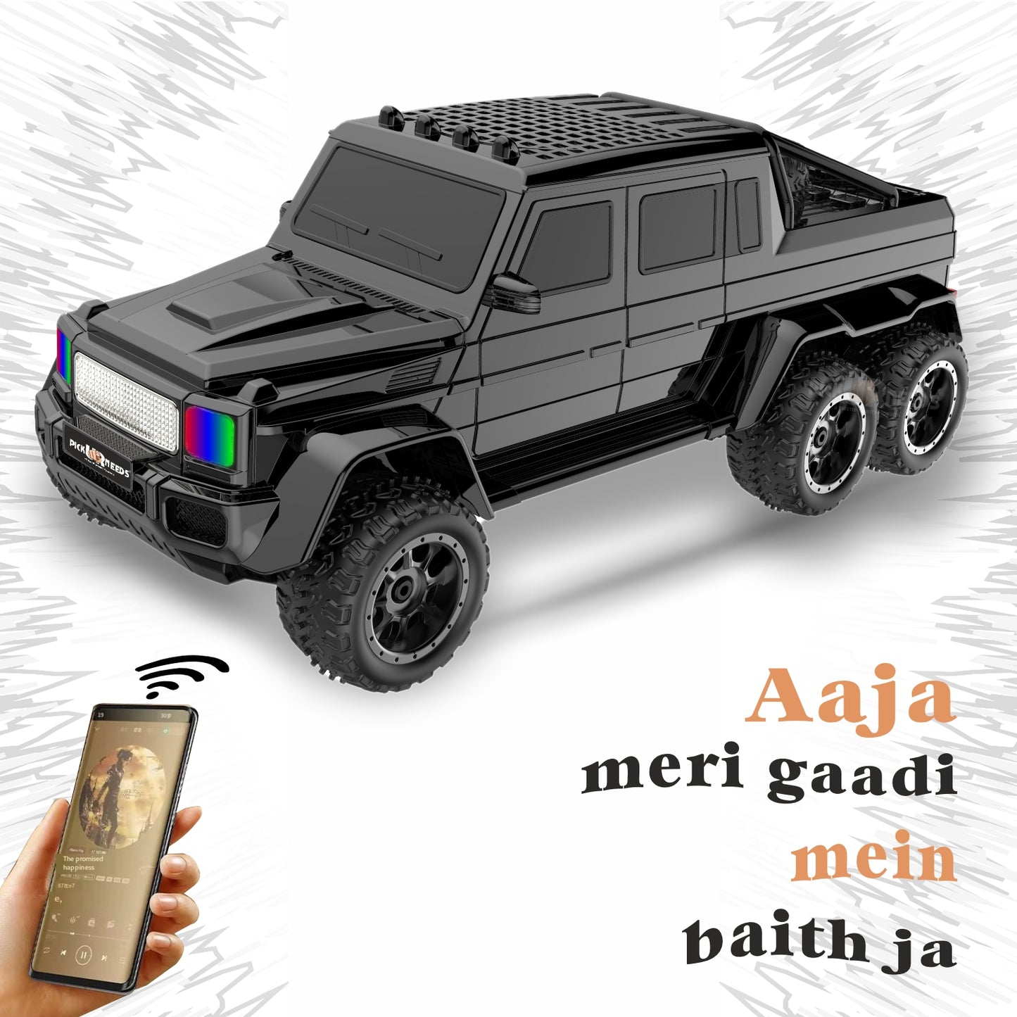 Pick Ur Needs Wireless Car Rechargeable RGB Bluetooth Speaker 12W Beat Sync Lightshow 1200mAh Battery | USB/TF/AUX/FM