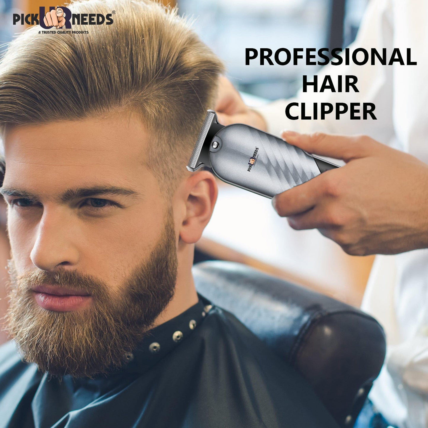 Pick Ur Needs High Performence Professional Hair Clipper / Shaver 4 In 1 Blades LED Display Trimmer 60 min Runtime 4 Length Settings (Green)