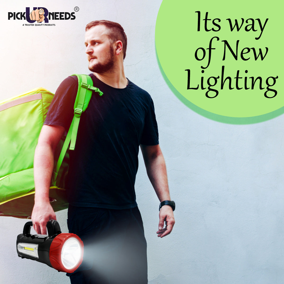 Pick Ur Needs 50W Rechargeable Blinker With Side Light Waterproof Bright Torch 6 hrs Torch Emergency Light