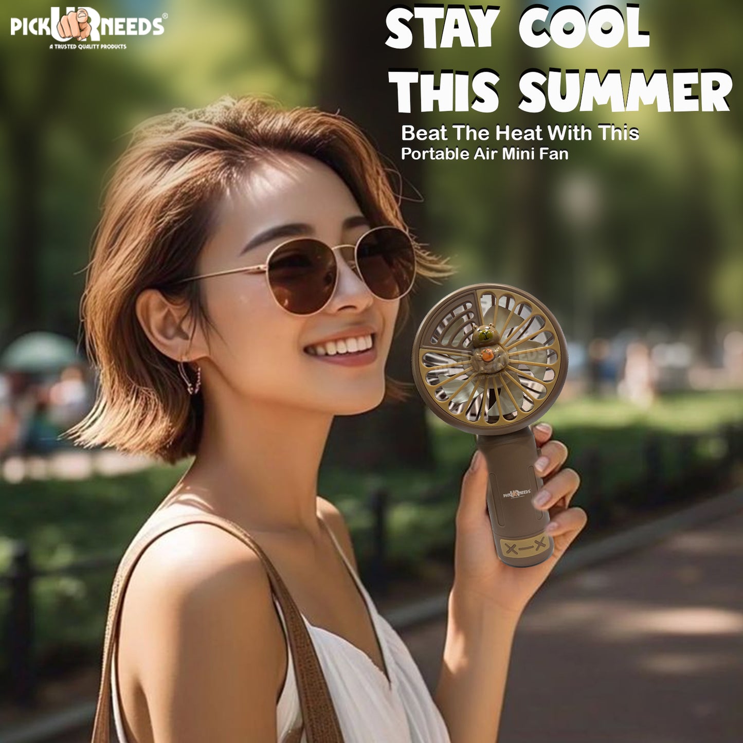 Pick Ur Needs Mini Fan For Home/Travel/Office/Hand Fan Rechargeable Battery Teddy Design Mini Portable Fan