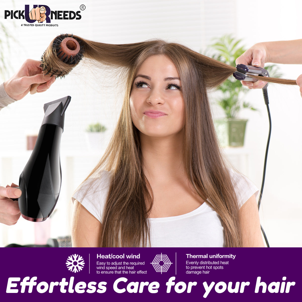 Pick Ur Needs Professional Stylish Hair Dryer With Over Heat Protection Hot And Cold Dryer Hair Dryer WIth Comb Reduser Hair Dryer (5000 W, Black)