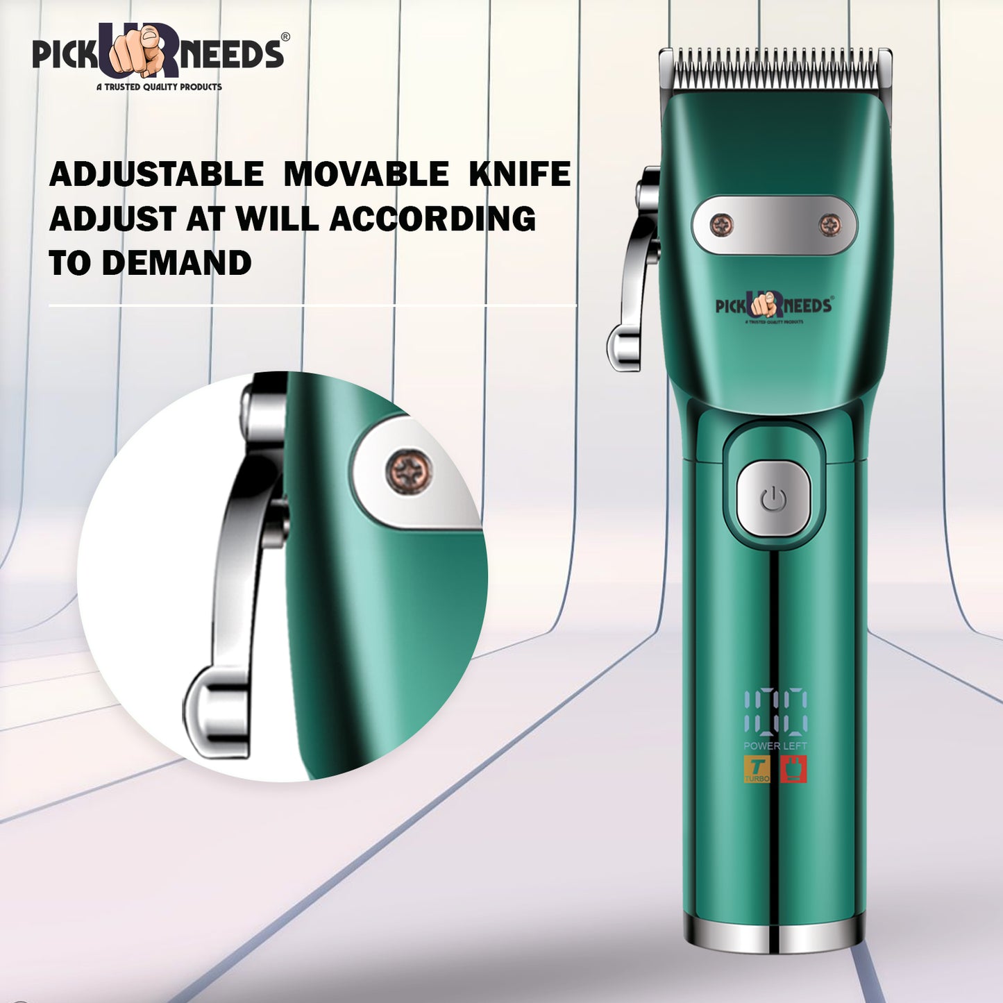 Professional Pick Ur Needs Hair Clipper / Shaver / Trimmer For Men Metal Body With LED Display Shaver For Men (Red)