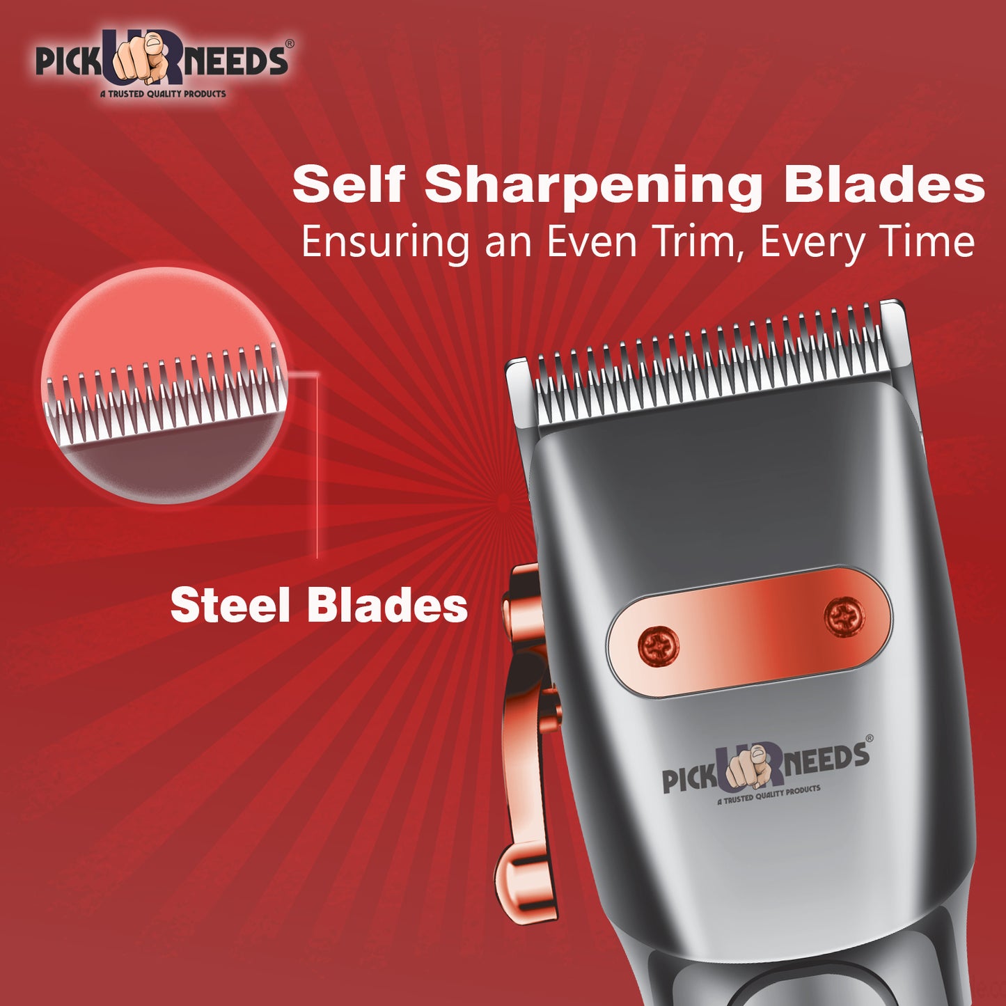 Professional Pick Ur Needs Hair Clipper / Shaver / Trimmer For Men Metal Body With LED Display Shaver For Men (Red)