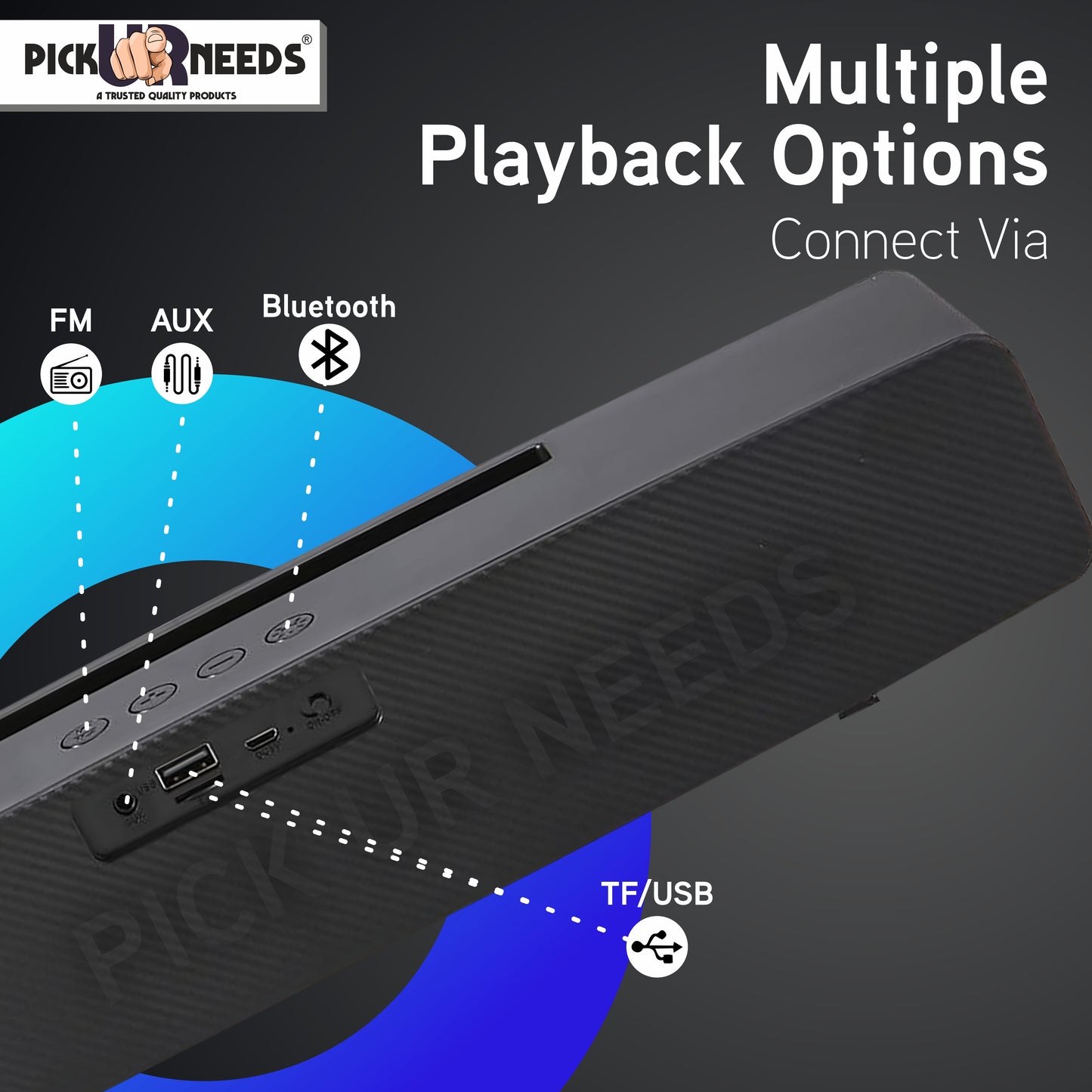 Pick Ur Needs Wireless Home TV Speaker Soundbar WIth RGB Light USB/TF Card/AUX Supported 4Hrs 10 W Bluetooth Soundbar (Black, 5.0 Channel)