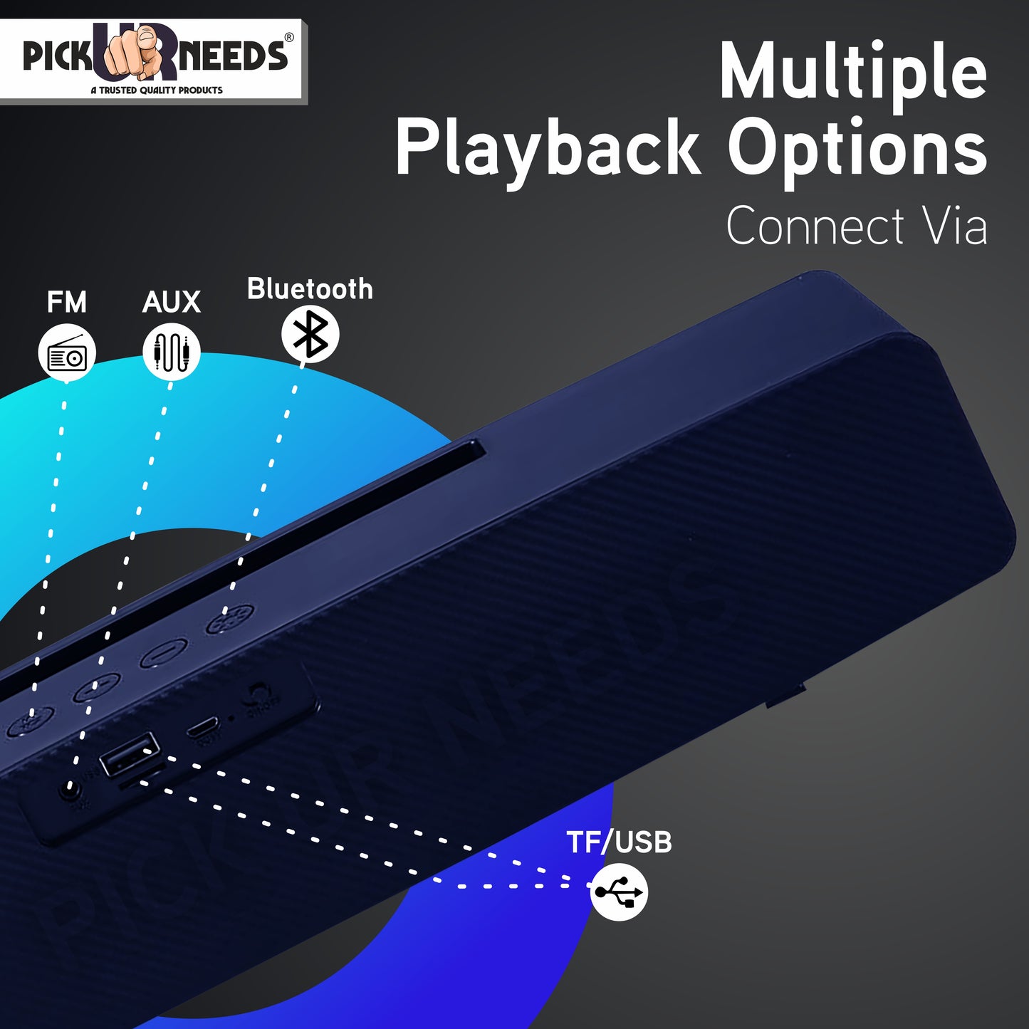 Pick Ur Needs Wireless Home TV Speaker Soundbar WIth RGB Light USB/TF Card/AUX Supported 4Hrs 10 W Bluetooth Soundbar (Black, 5.0 Channel)