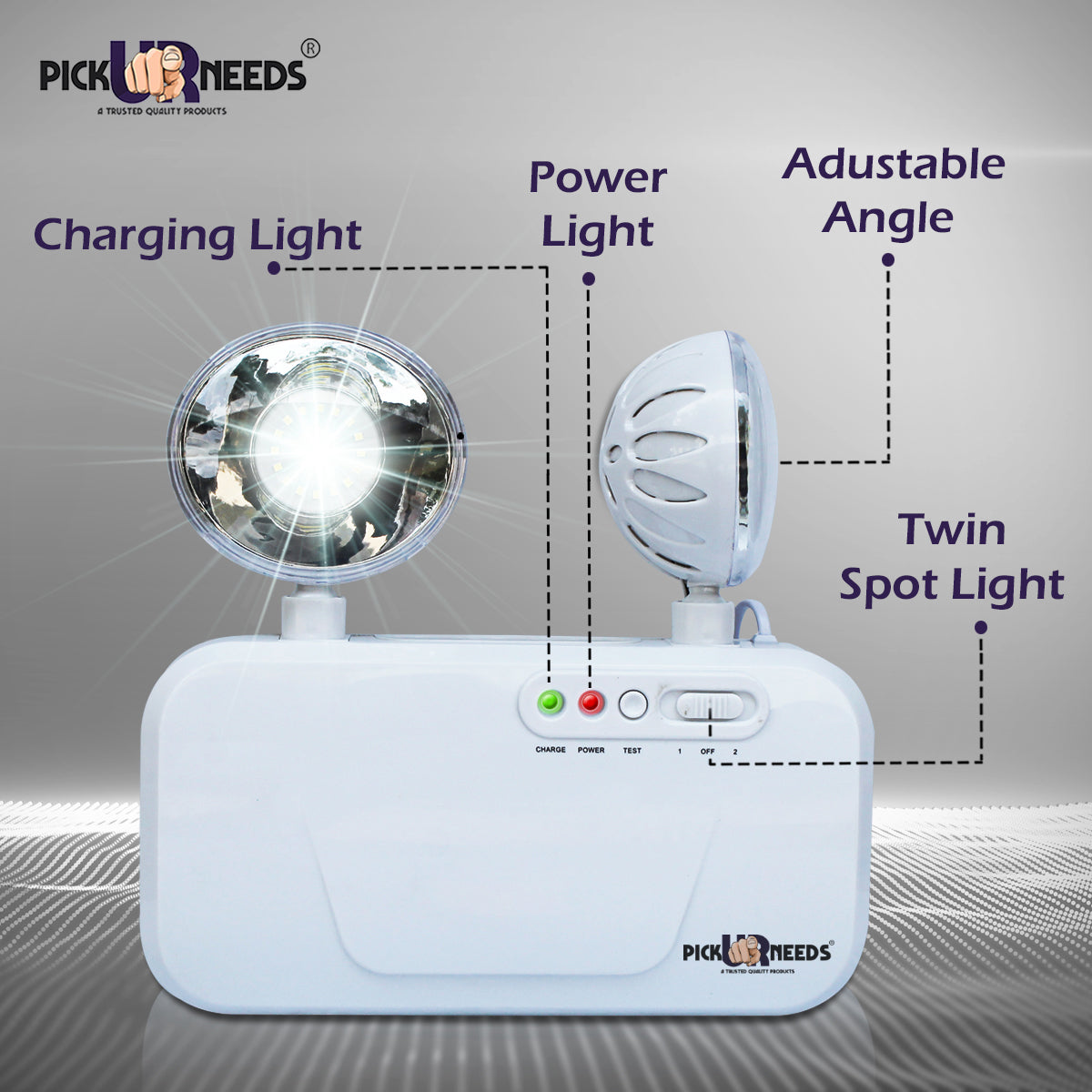 Pick Ur Needs Auto Cut System LED Wall Mounted With Portable & Twin Spot For Commercial Emergency Lightning (Large)(Abs Plastic)