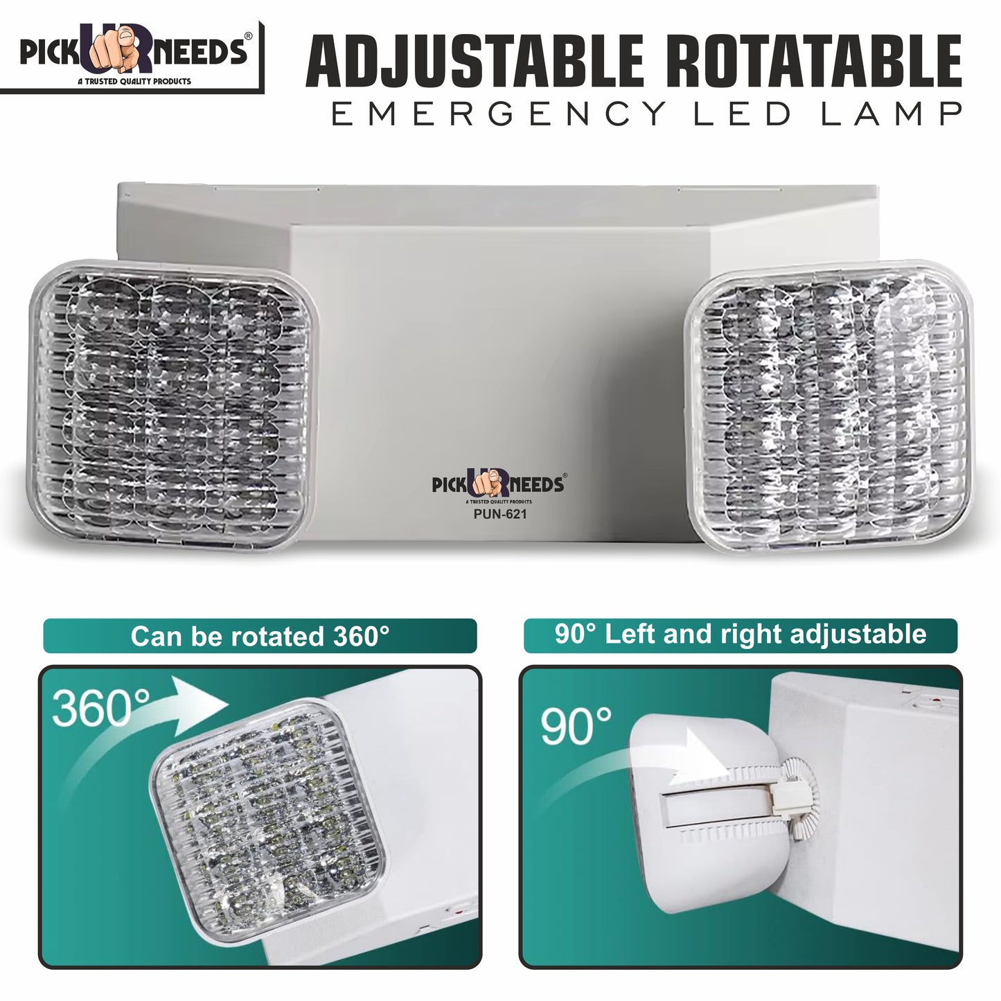 Pick Ur Needs LED Light Adjustable Lamp For Residential Commercial Usage 2400mAH 3 hrs Flood Lamp Emergency Light (White)