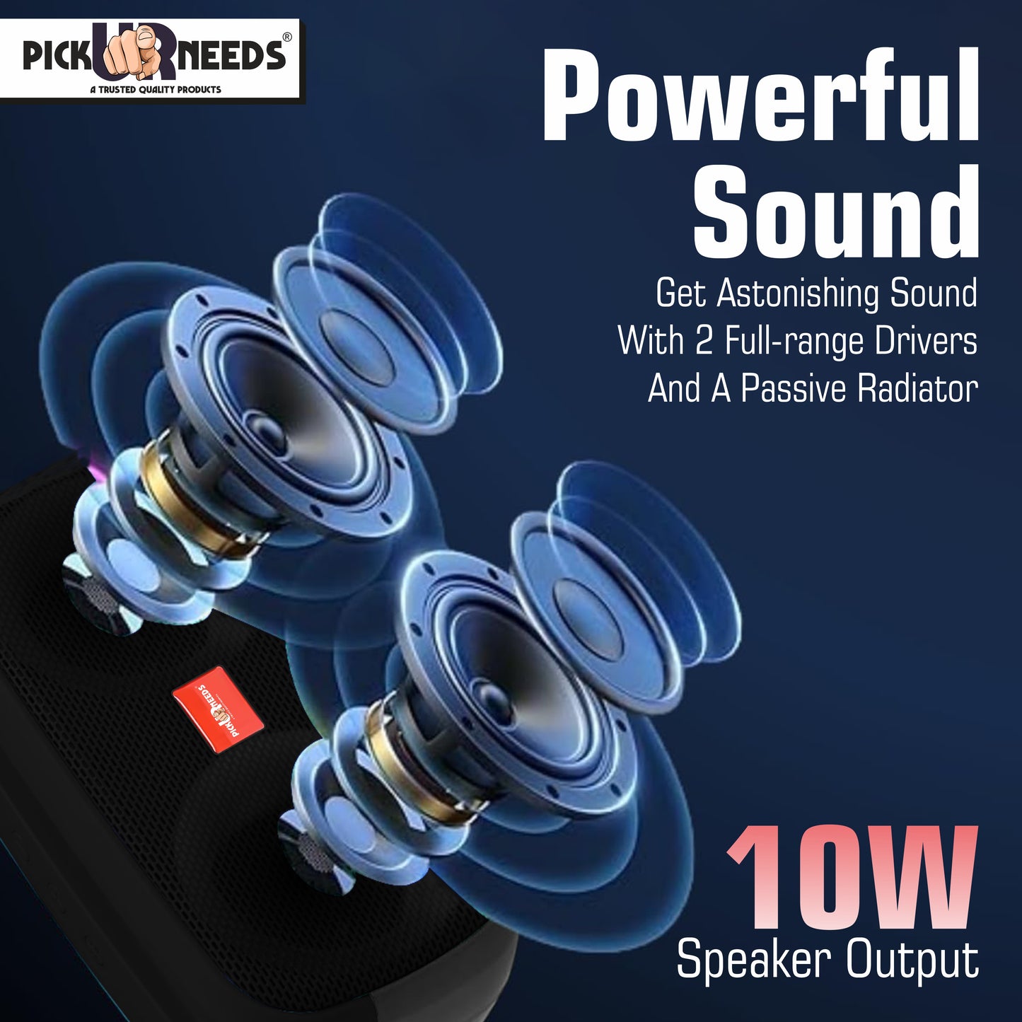 Pick Ur Needs Portable Wireless Speaker With RGB Dimmable Light USB/AUX/TF Card 6 Hrs Playtime 10 W Bluetooth Speaker (Black, 5.0 Channel)