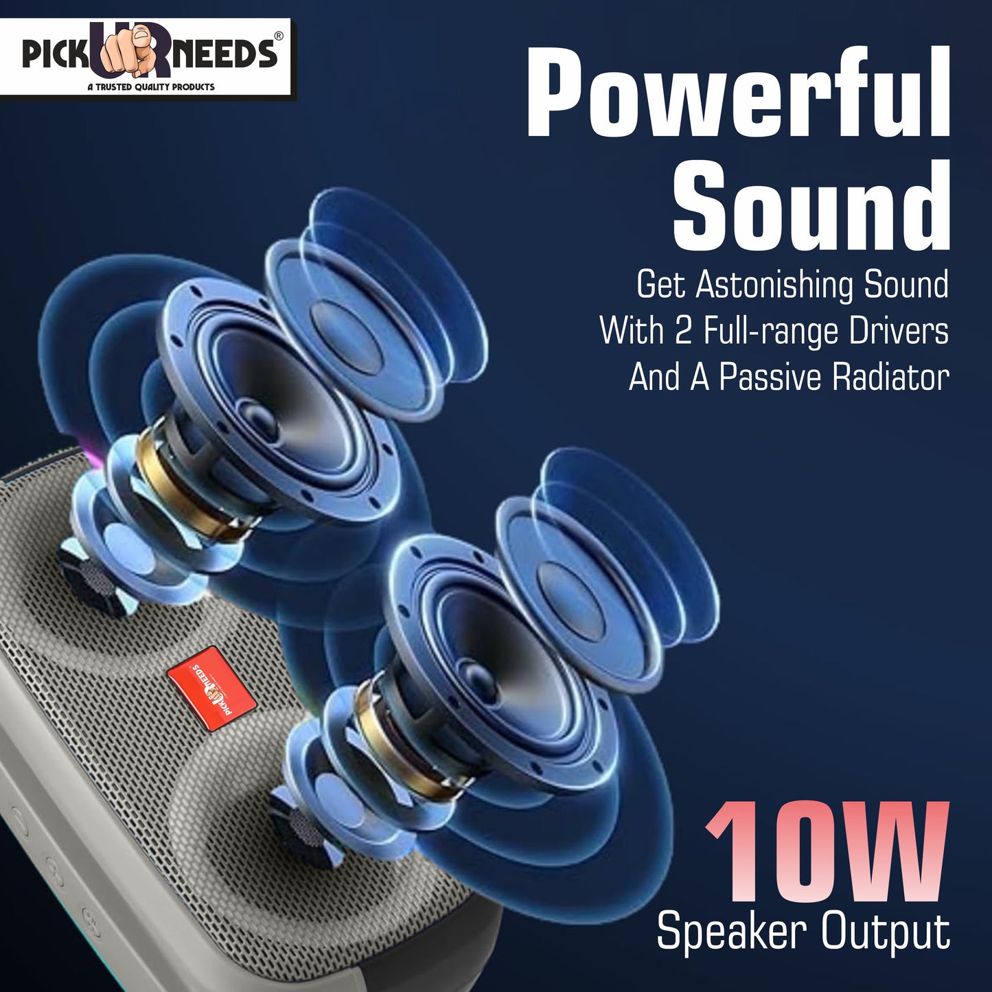 Pick Ur Needs Portable Wireless Speaker With RGB Dimmable Light USB/AUX/TF Card 6 Hrs Playtime 10 W Bluetooth Speaker (Black, 5.0 Channel)