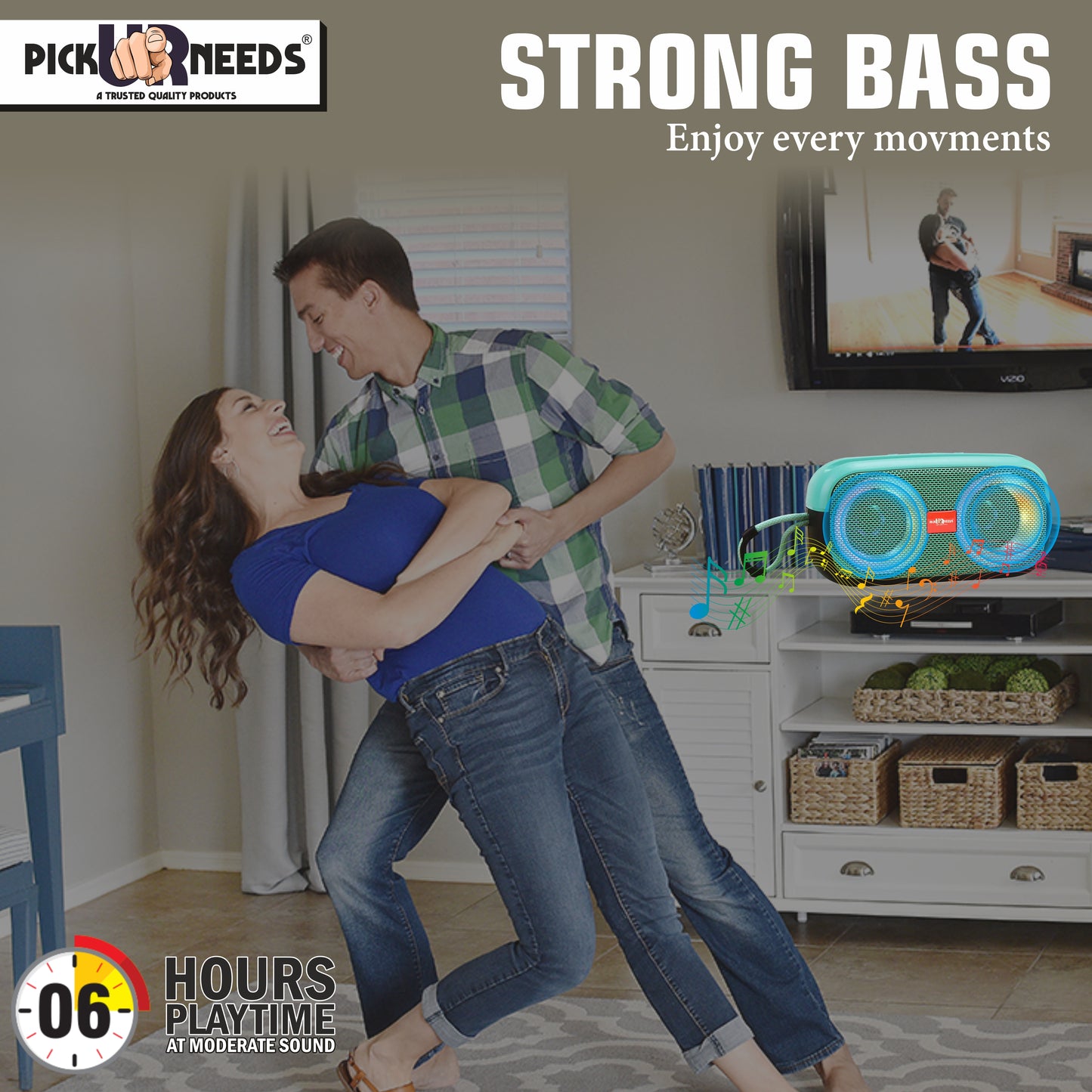 Pick Ur Needs Portable Wireless Speaker With RGB Dimmable Light USB/AUX/TF Card 6 Hrs Playtime 10 W Bluetooth Speaker (Black, 5.0 Channel)
