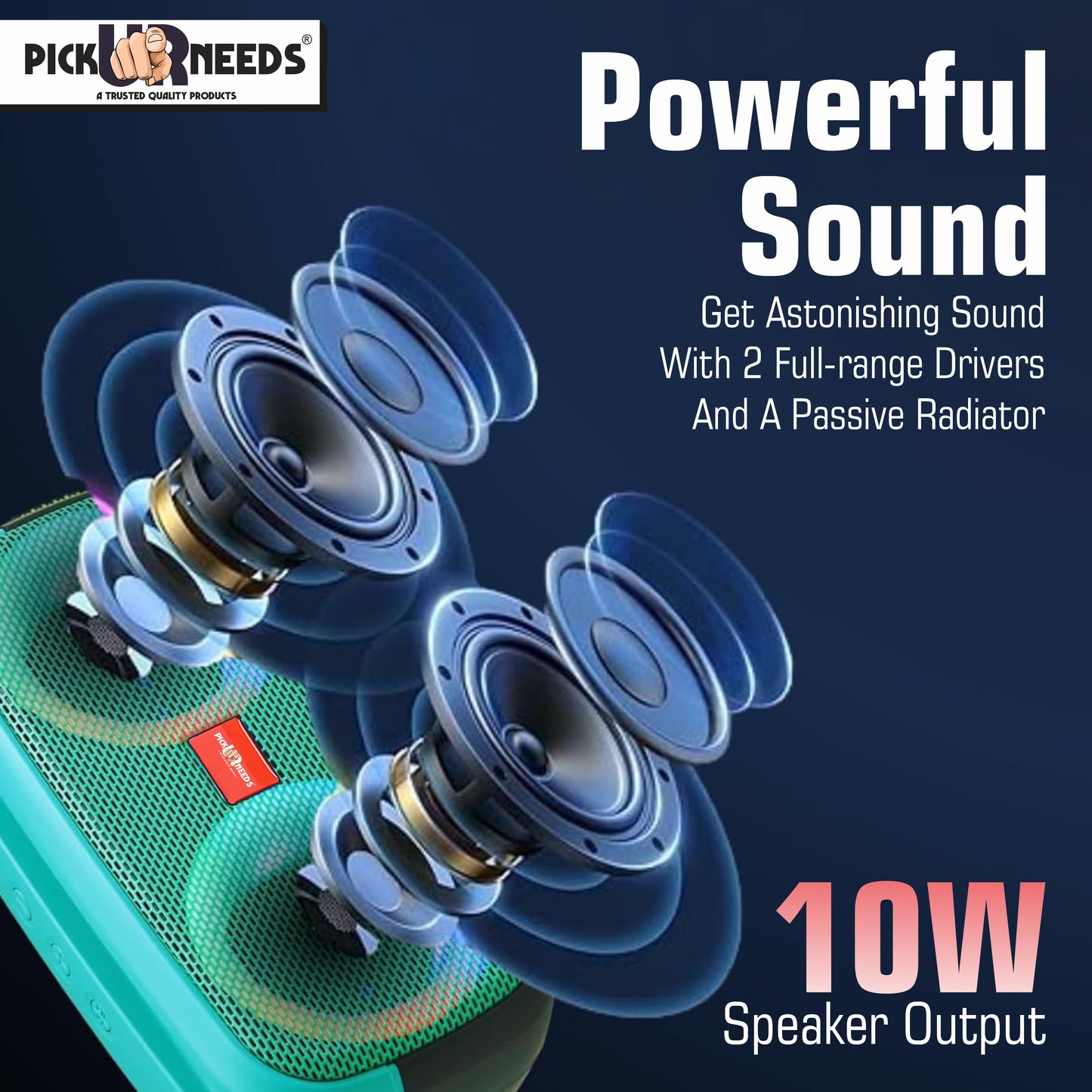 Pick Ur Needs Portable Wireless Speaker With RGB Dimmable Light USB/AUX/TF Card 6 Hrs Playtime 10 W Bluetooth Speaker (Black, 5.0 Channel)