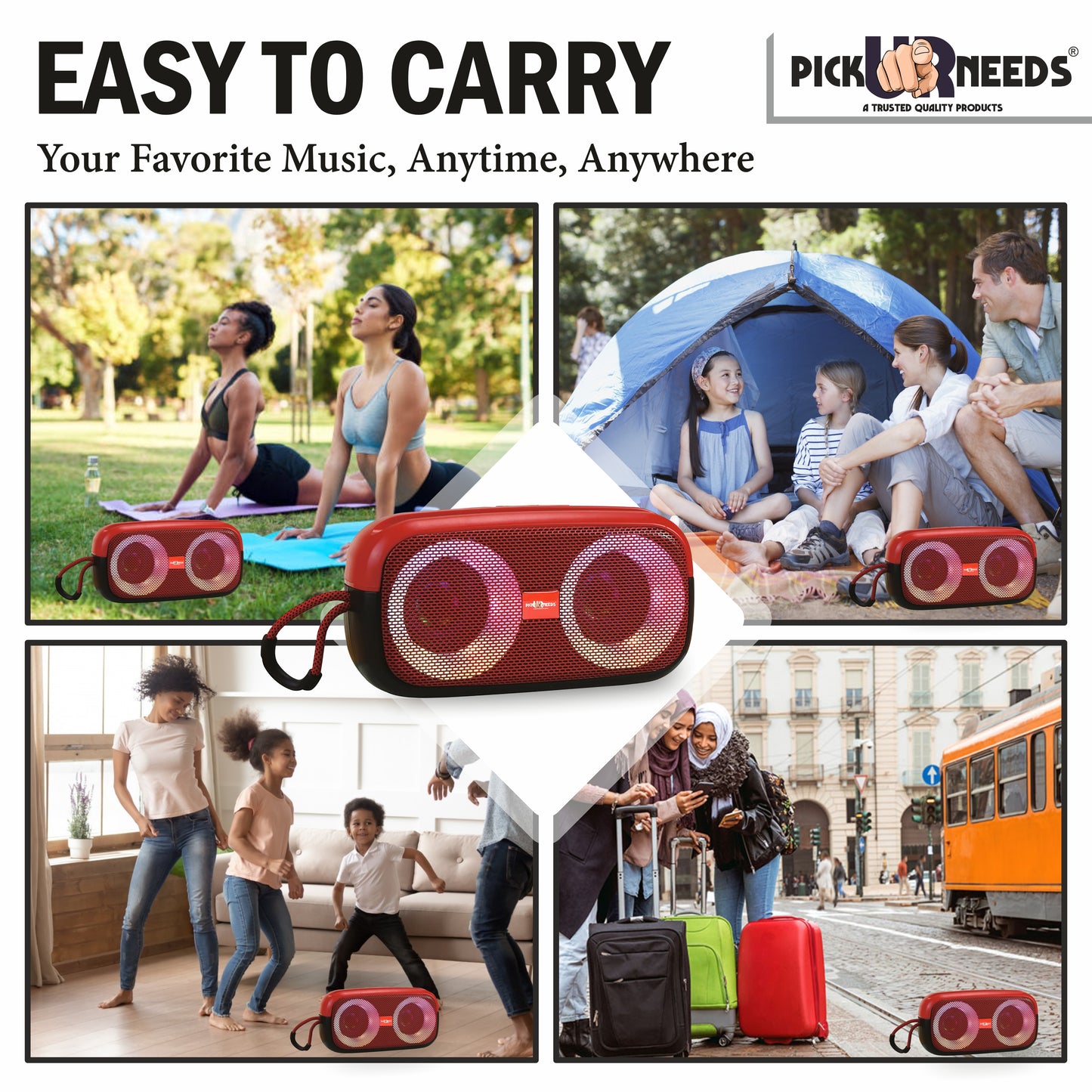 Pick Ur Needs Portable Wireless Speaker With RGB Dimmable Light USB/AUX/TF Card 6 Hrs Playtime 10 W Bluetooth Speaker (Black, 5.0 Channel)