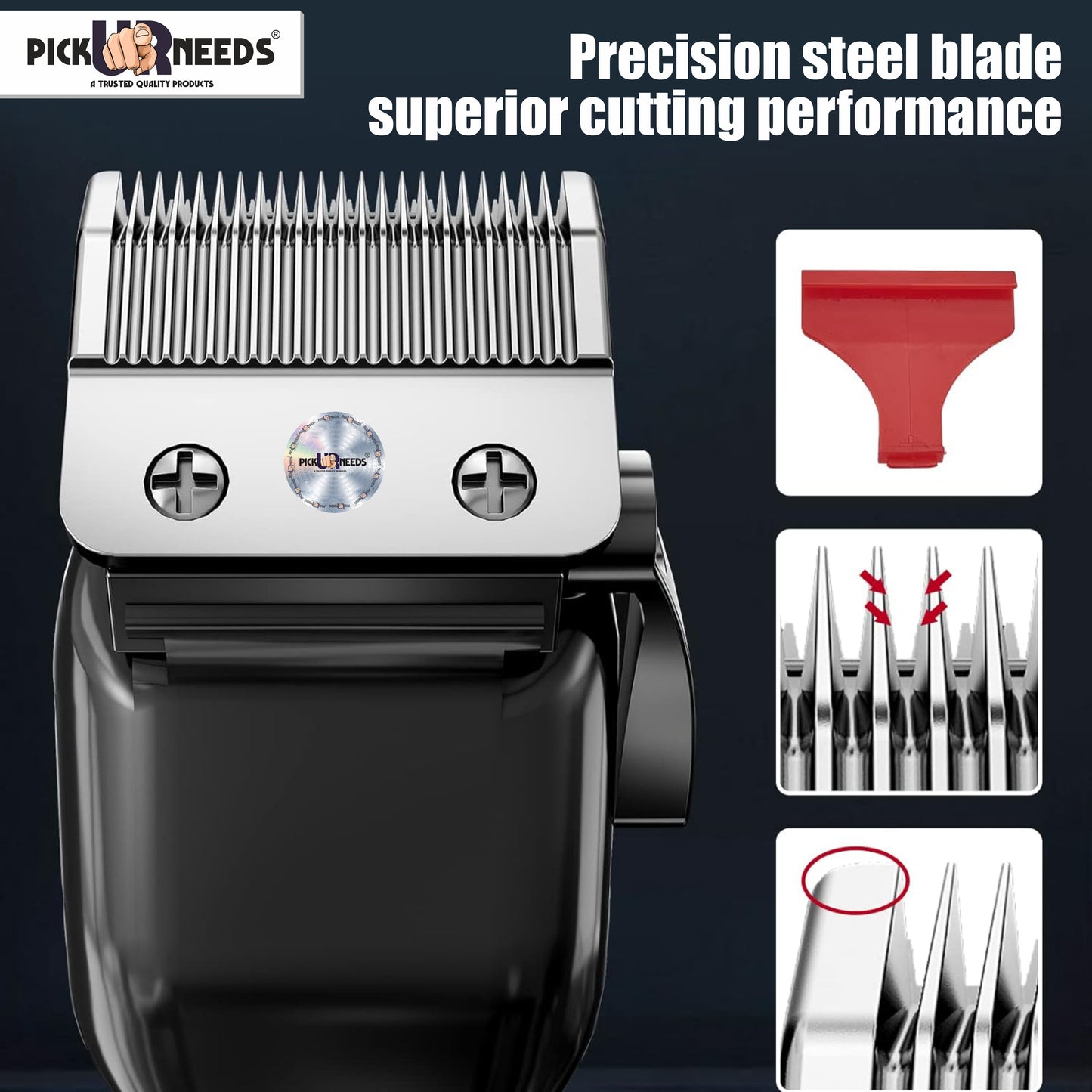Pick Ur Needs Rechargeable Professional Hair Clipper / Trimmer For Men With LED Indicator 6W Trimmer 180 min Runtime 8 Length Settings