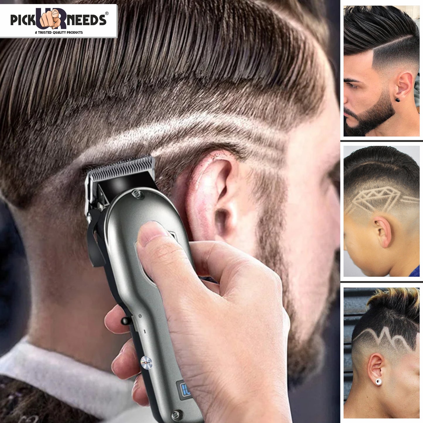 Pick Ur Needs Rechargeable Professional Hair Clipper / Trimmer For Men With LED Indicator 6W Trimmer 180 min Runtime 8 Length Settings
