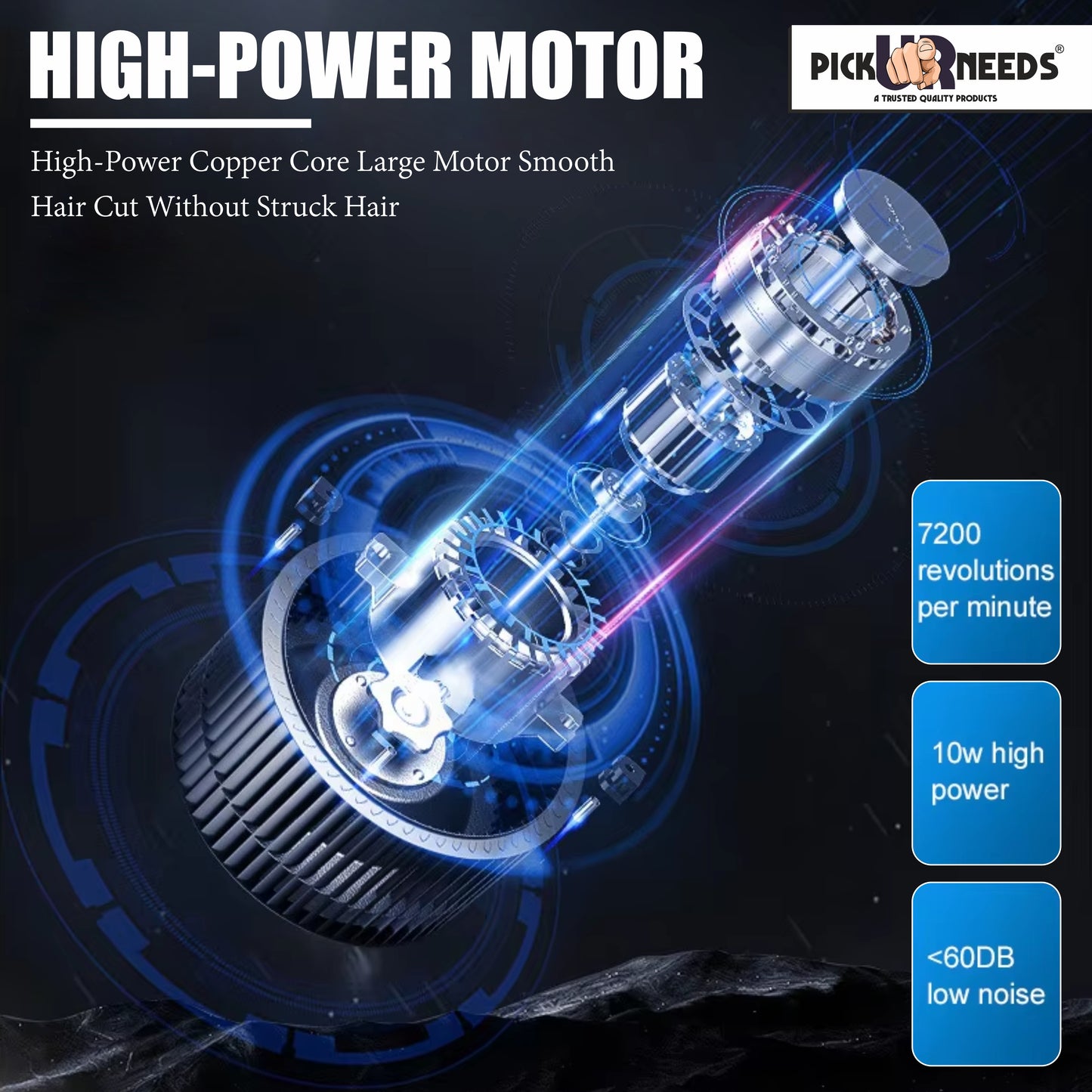 Pick Ur Needs Clipper With LED Display 3 Hrs Backup Premium Shaver For Men / Professional Blades Hair Trimmer / (Golden)