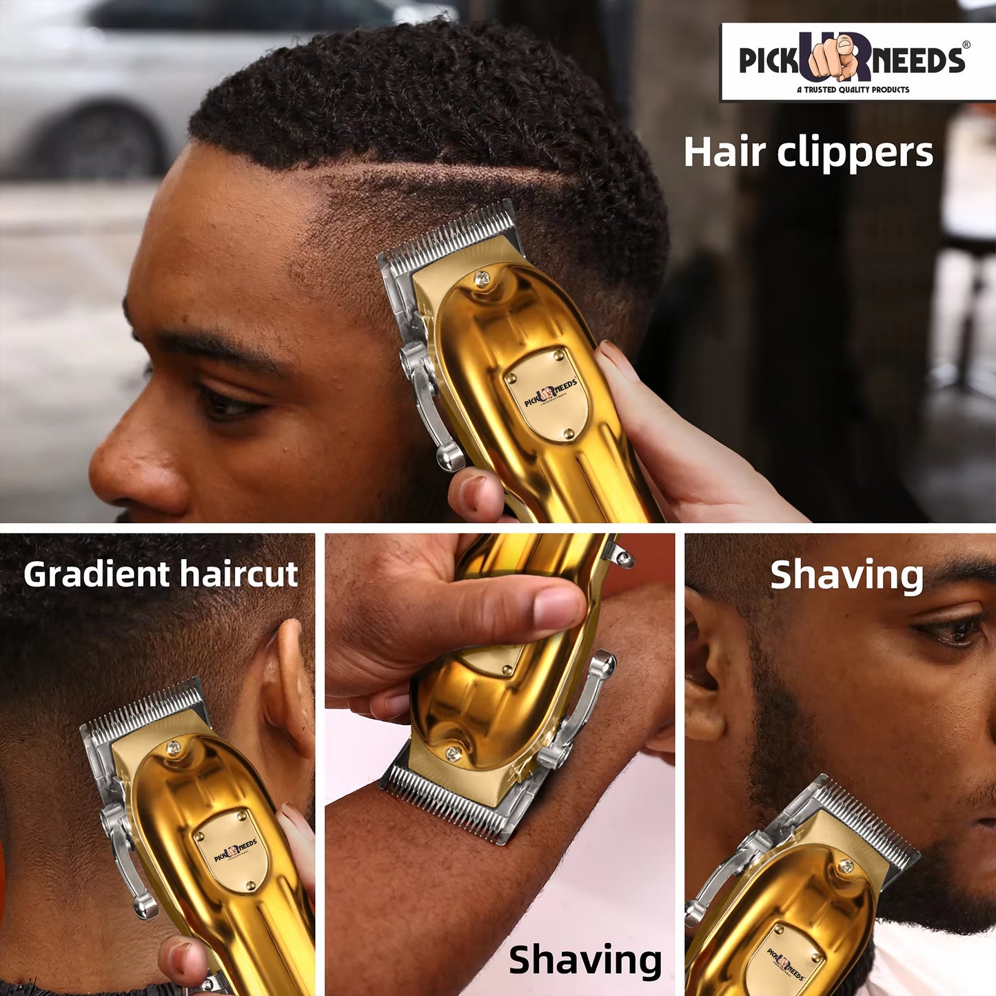 Pick Ur Needs Clipper With LED Display 3 Hrs Backup Premium Shaver For Men / Professional Blades Hair Trimmer / (Golden)