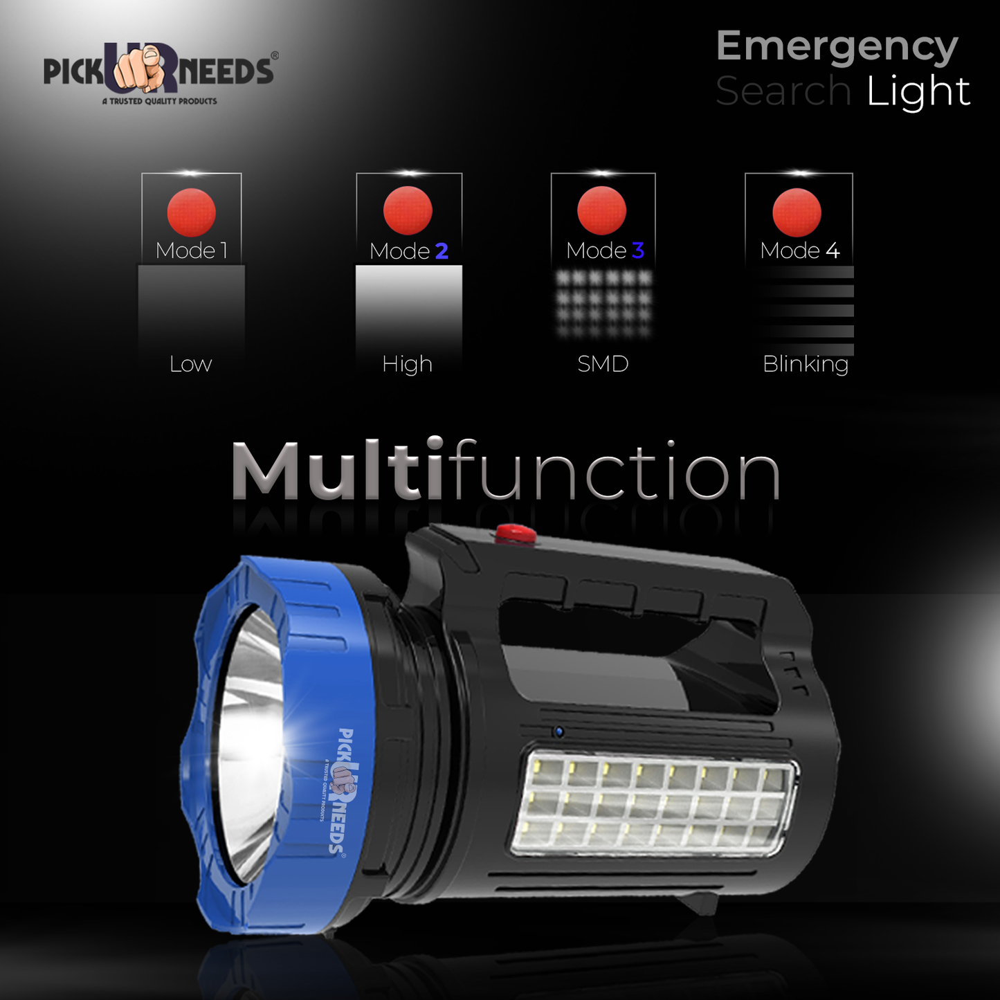 Pick Ur Needs 2 In 1 Rechargeable Emergency 150W+24 SMD Long Range LED Search Torch Light