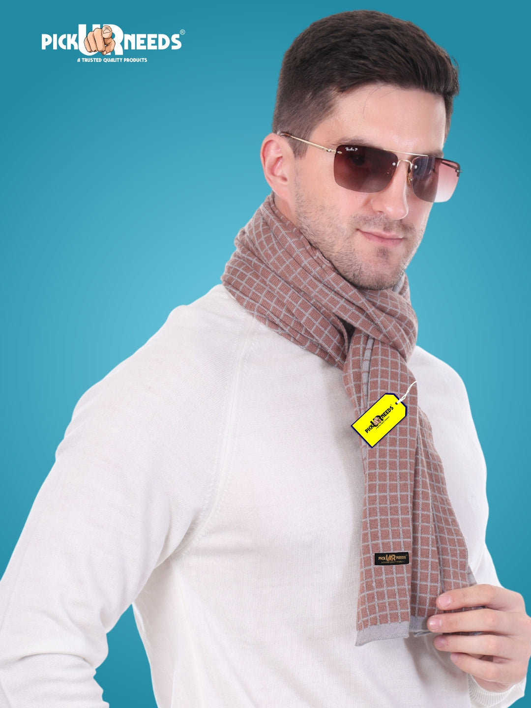 Pick Ur Needs Premium Checkered Winter Scarf, Muffler for Men – Soft, Warm, Breathable & Stylish