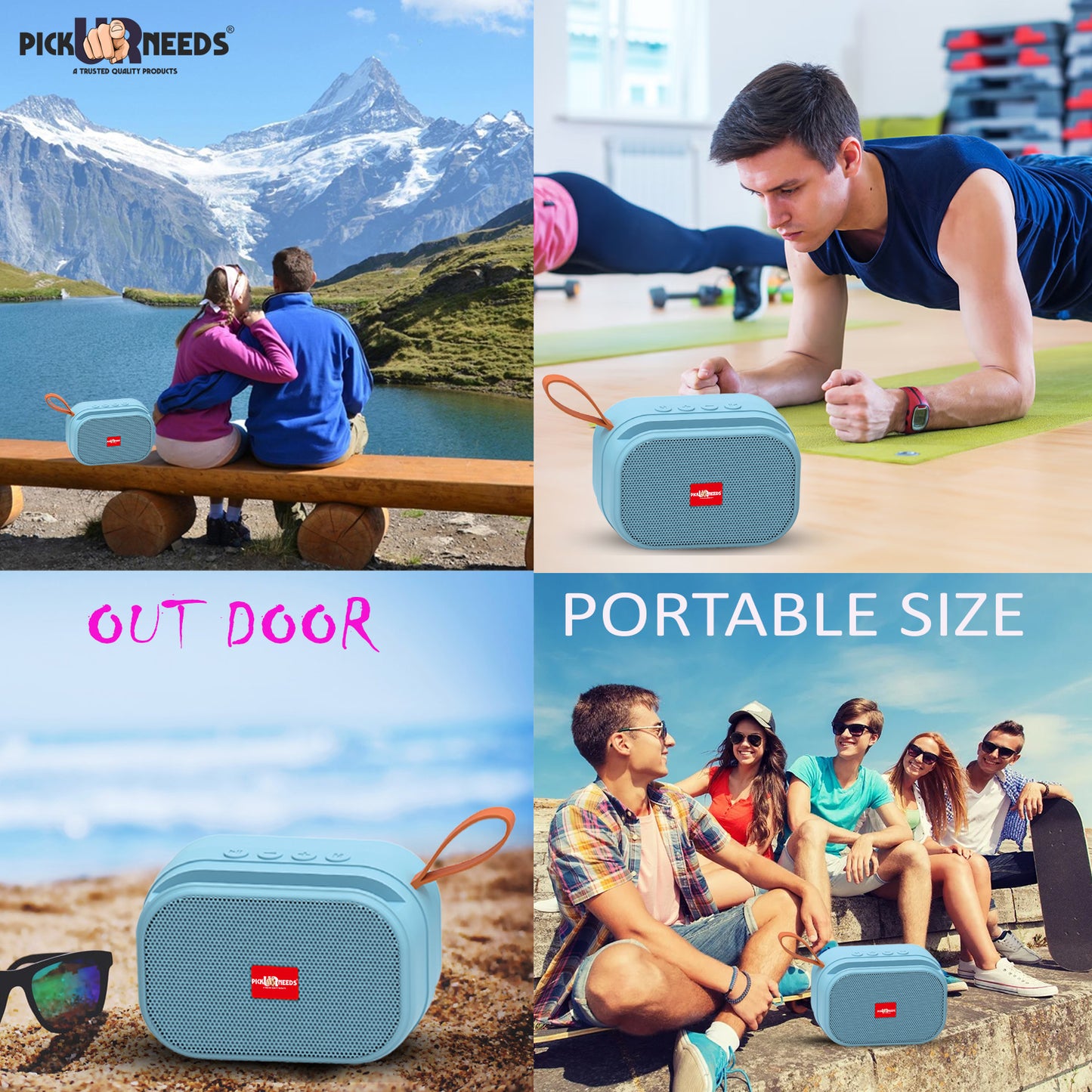 Pick Ur Needs Wireless 2 Side Loud Speaker With USB / TF Card Support 5 W Bluetooth Speaker (Blue, 5.0 Channel)