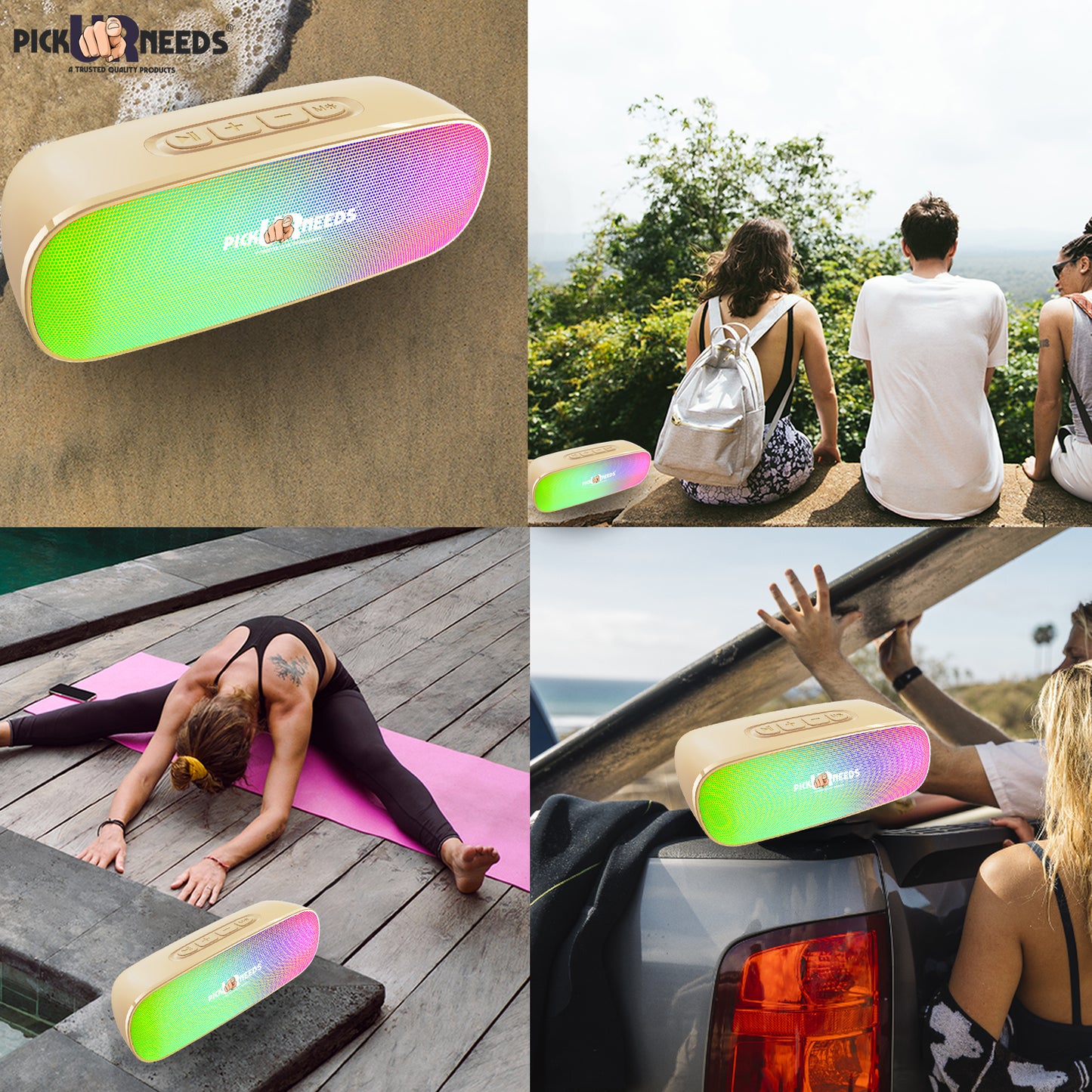 Pick Ur Needs High Quality Sound Wireless Speaker With RGB Light AUX / TF Card / USB Supported 12 W Bluetooth Speaker (Black, 5.0 Channel)