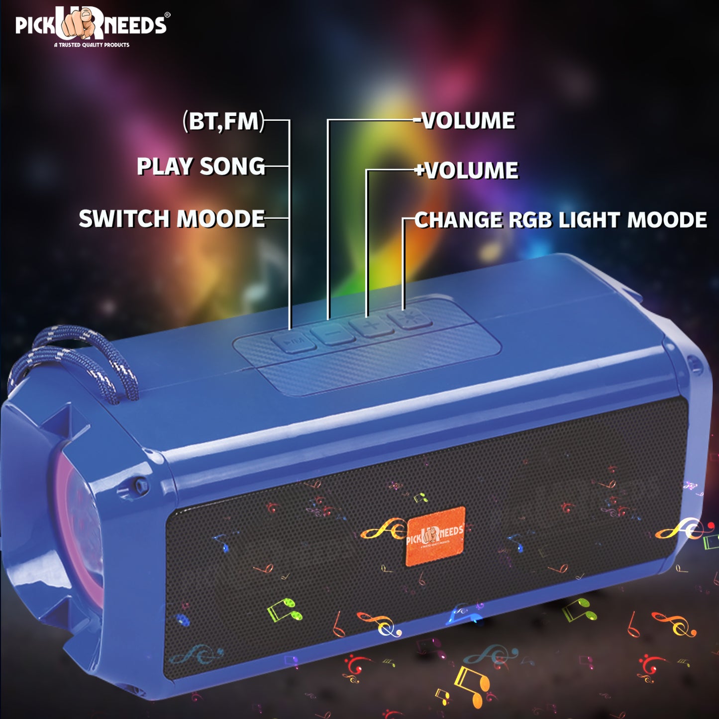 Pick Ur Needs Mini Wireless Soundbar System With RGB Disco Light TF Card / USB / Radio Support 10 W Bluetooth Speaker (White, 5.0 Channel)