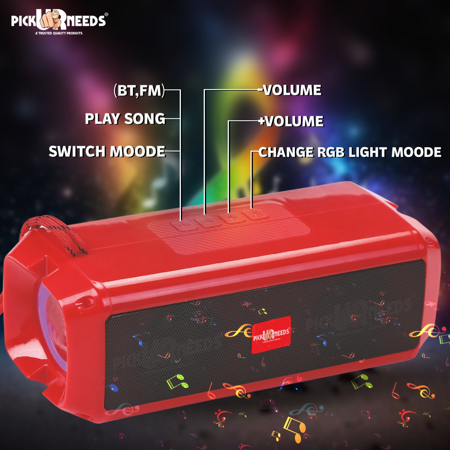 Pick Ur Needs Mini Wireless Soundbar System With RGB Disco Light TF Card / USB / Radio Support 10 W Bluetooth Speaker (White, 5.0 Channel)