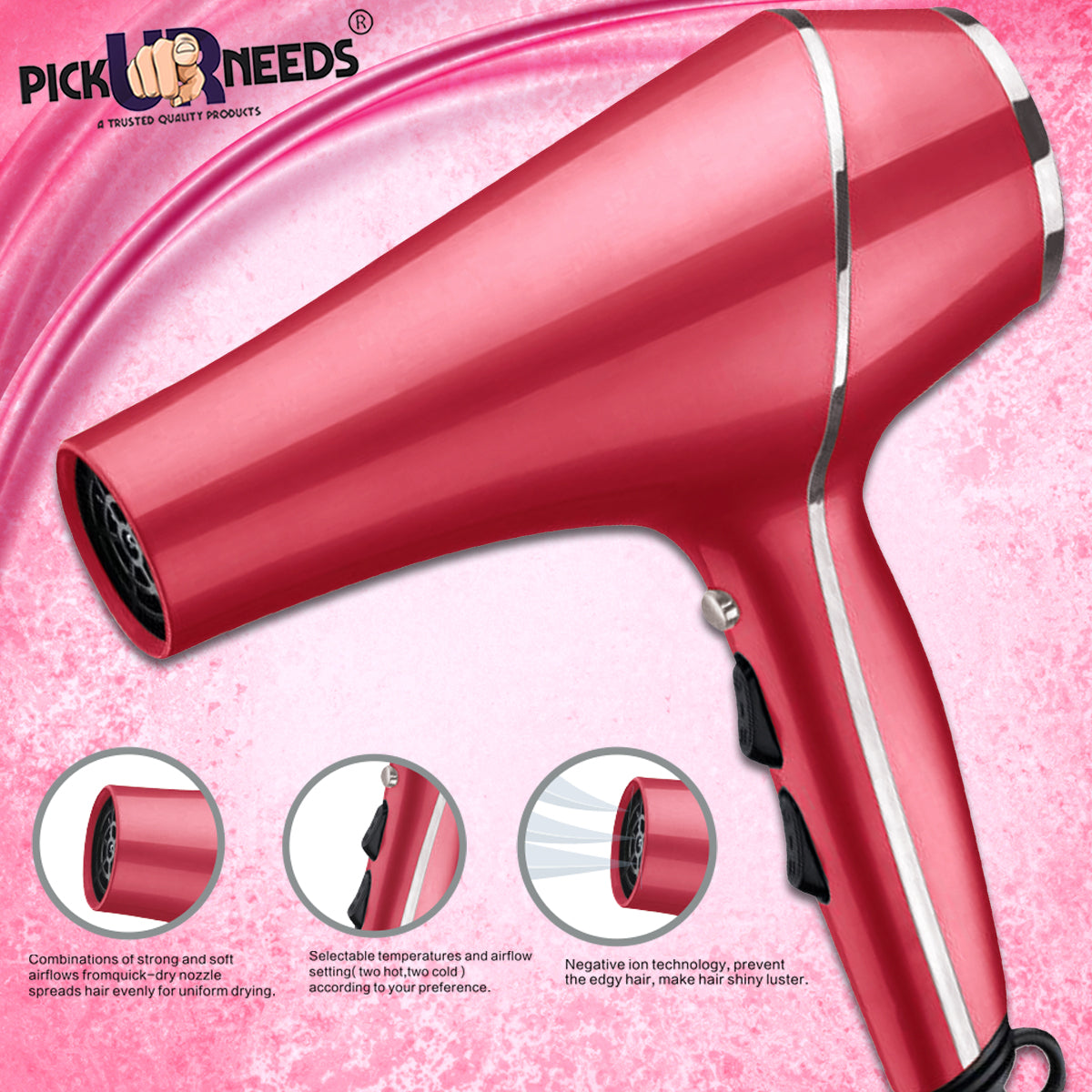 Pick Ur Needs Professional Stylish Hair Dryer With Over Heat Protection Hot And Cold Dryer Hair Dryer (5000 W, Green)