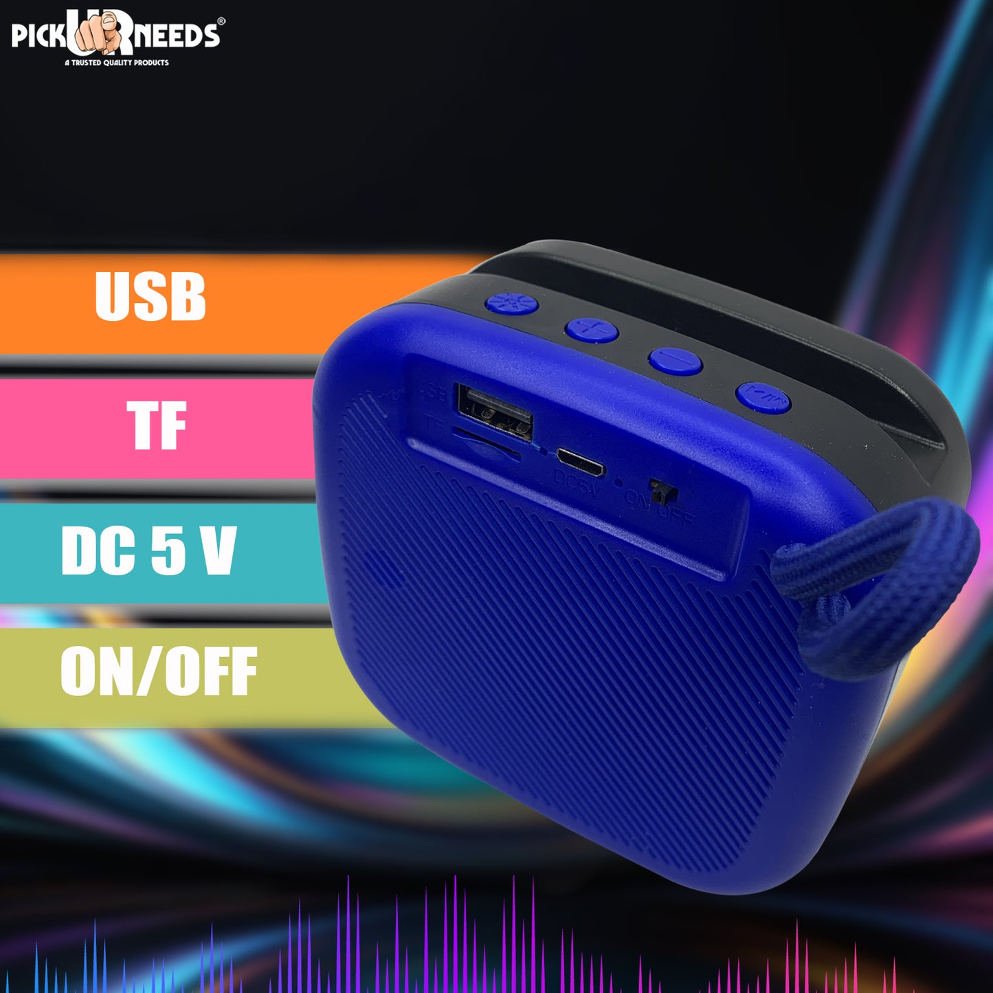 Pick Ur Needs Rechargable Portable Wireless 6.5W Bluetooth Speaker USB&TF Support , 4Hoursplay with Google Assistant Smart Speaker (Black)