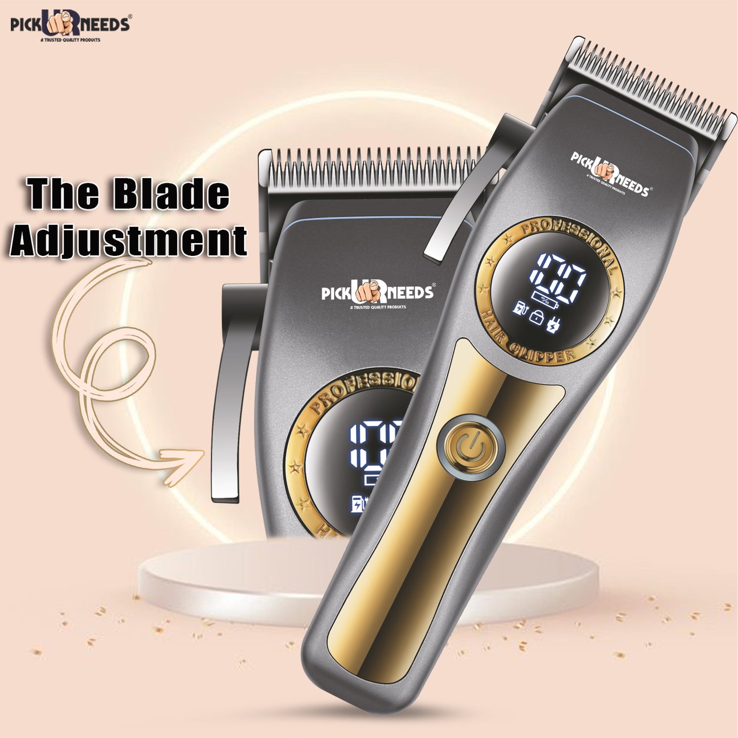 Pick Ur Needs Professional Hair Trimmer / Clipper / Shaver With 4 Adjustment Blades Child Lock Trimmer 180 min Runtime 4 Length Settings (Grey)