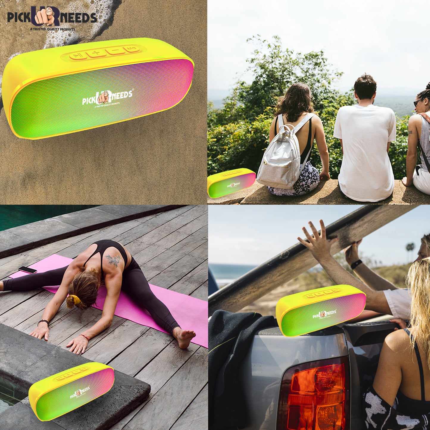 Pick Ur Needs High Quality Sound Wireless Speaker With RGB Light AUX / TF Card / USB Supported 12 W Bluetooth Speaker (Black, 5.0 Channel)