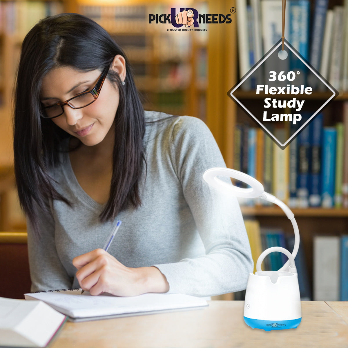 Pick Ur Needs Rocklight Touch On/Off Switch LED Desk Lamp/Student Study Reading/Learning Dimmer/Brightener Rechargeable Led Table Lamps(Multicolor) Study Lamp (32 cm, White)
