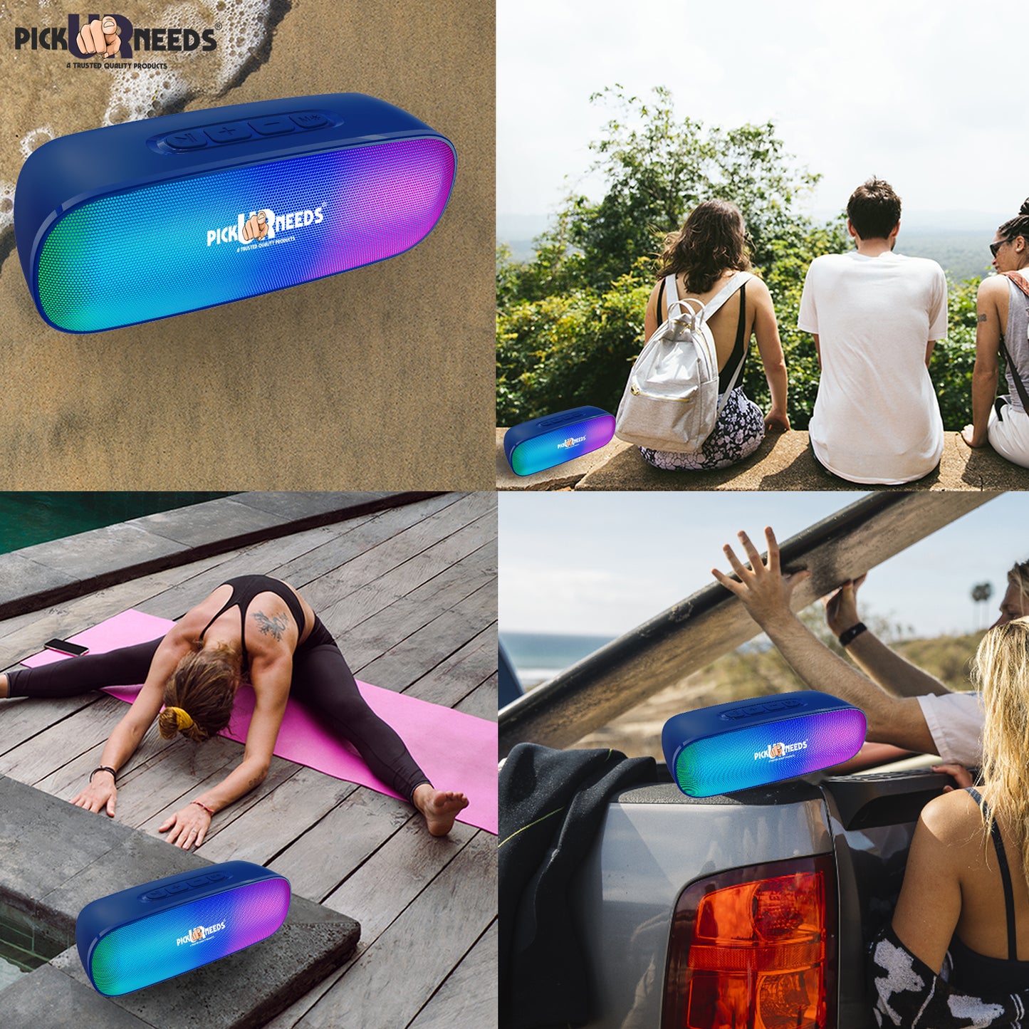 Pick Ur Needs High Quality Sound Wireless Speaker With RGB Light AUX / TF Card / USB Supported 12 W Bluetooth Speaker (Black, 5.0 Channel)