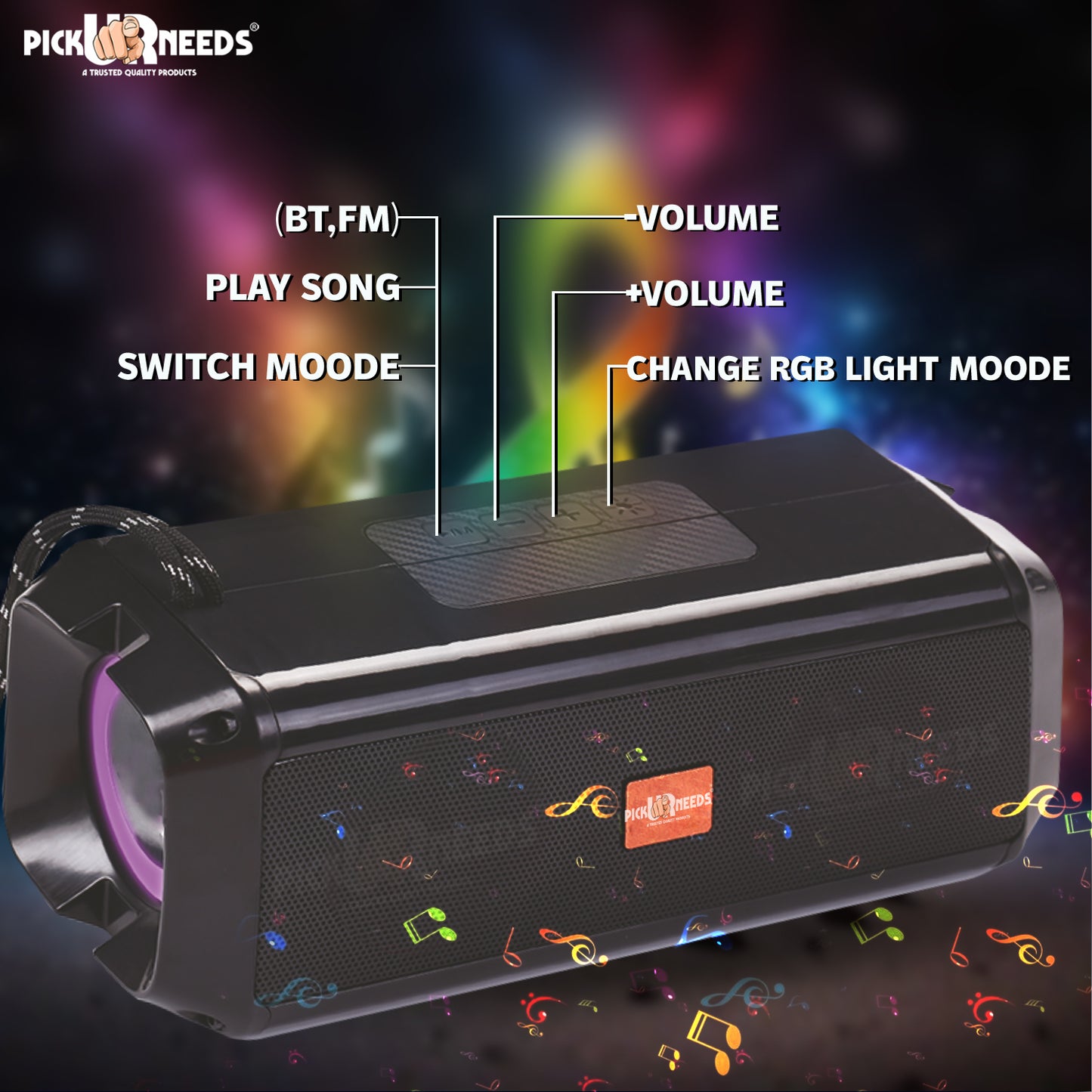 Pick Ur Needs Mini Wireless Soundbar System With RGB Disco Light TF Card / USB / Radio Support 10 W Bluetooth Speaker (White, 5.0 Channel)
