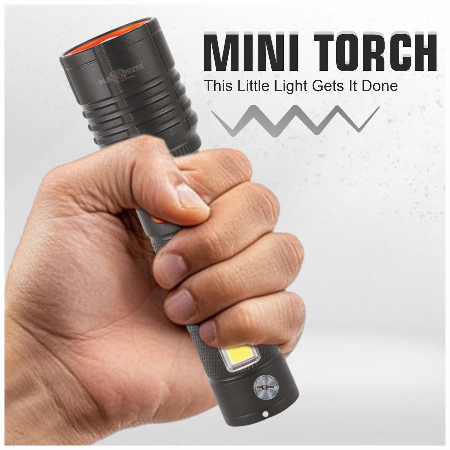 Pick Ur Needs Rechargeable 100W Small Search Metal Torch+ COB 3 Brightness Mode LED Light 3 hrs Torch Emergency Light