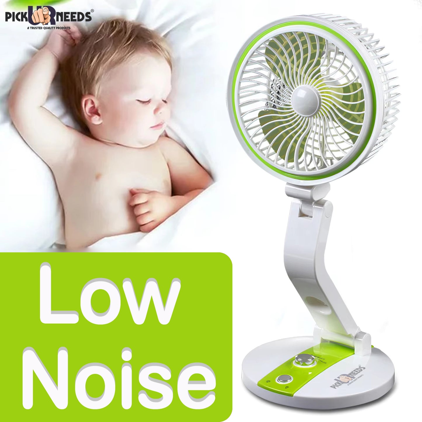 Pick Ur Needs Rechargeable Tabletop Personal Mini USB Rechargeable Desk Fan with LED Light, Camping Fan for Home Office