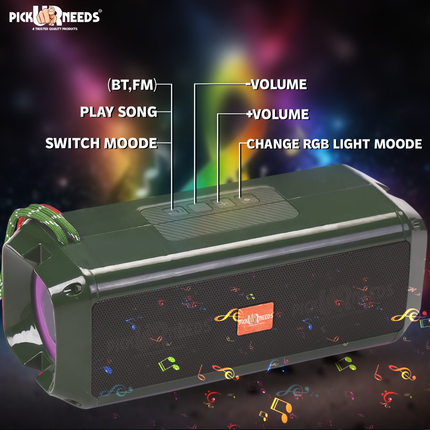 Pick Ur Needs Mini Wireless Soundbar System With RGB Disco Light TF Card / USB / Radio Support 10 W Bluetooth Speaker (White, 5.0 Channel)