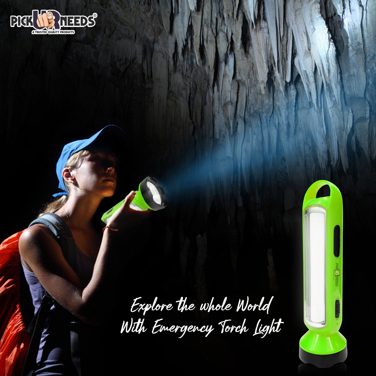 Pick Ur Needs Long Range LED Rechargeable Torch Lantern 5W +18 Bright SMD Tube 1600mAH Perfect Flashlight 20 hrs Torch Emergency Light (Orange)
